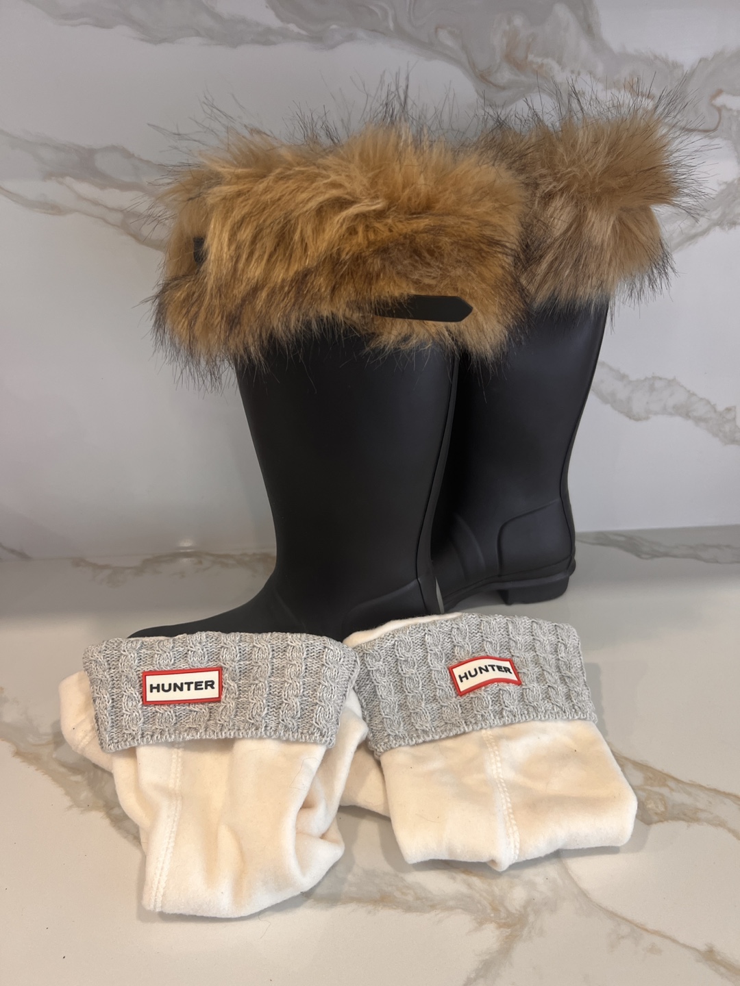 Hunter Rain Boots with Fur Cuffs - Black - photo 2