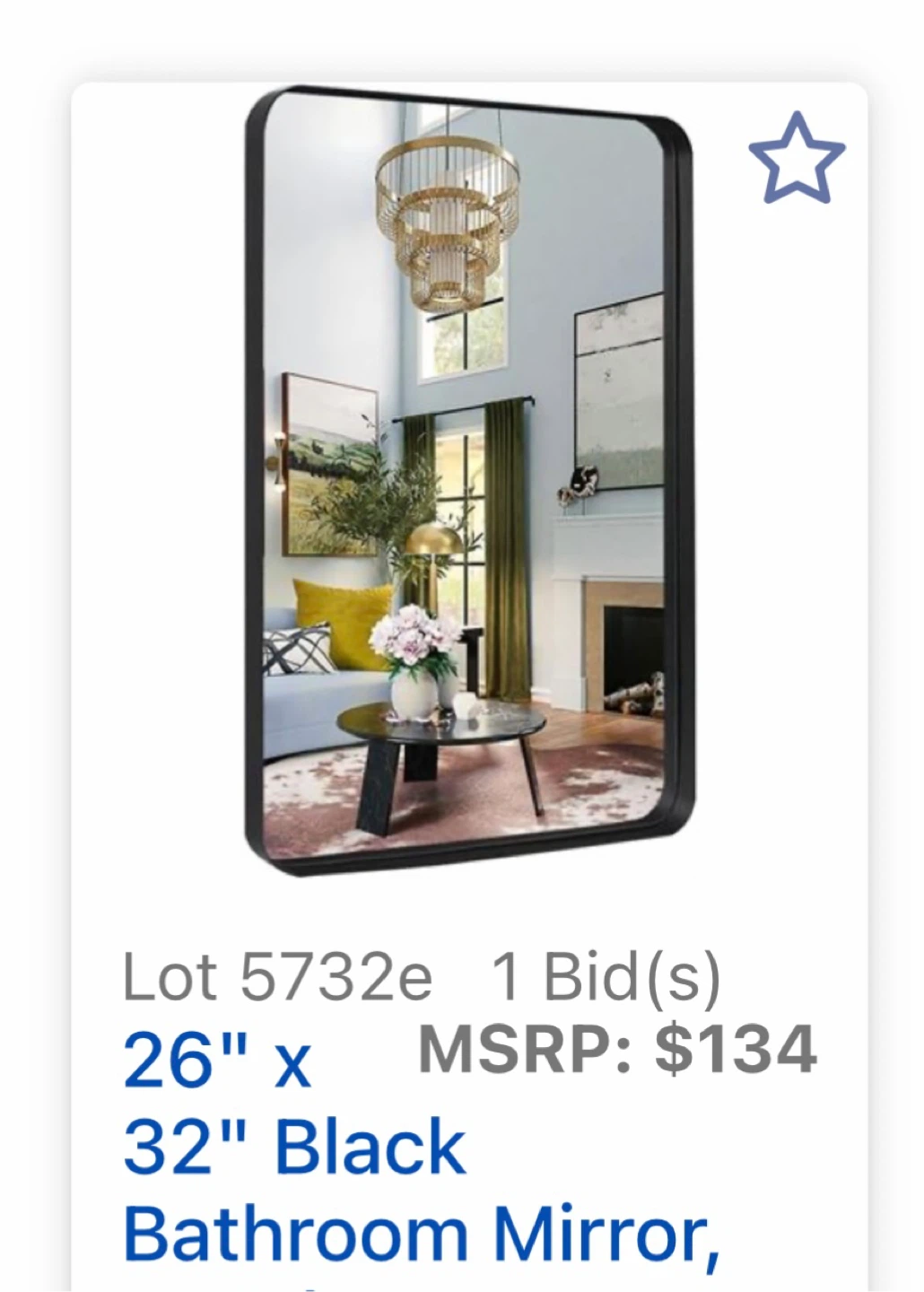 26"x32" Black Bathroom Mirror