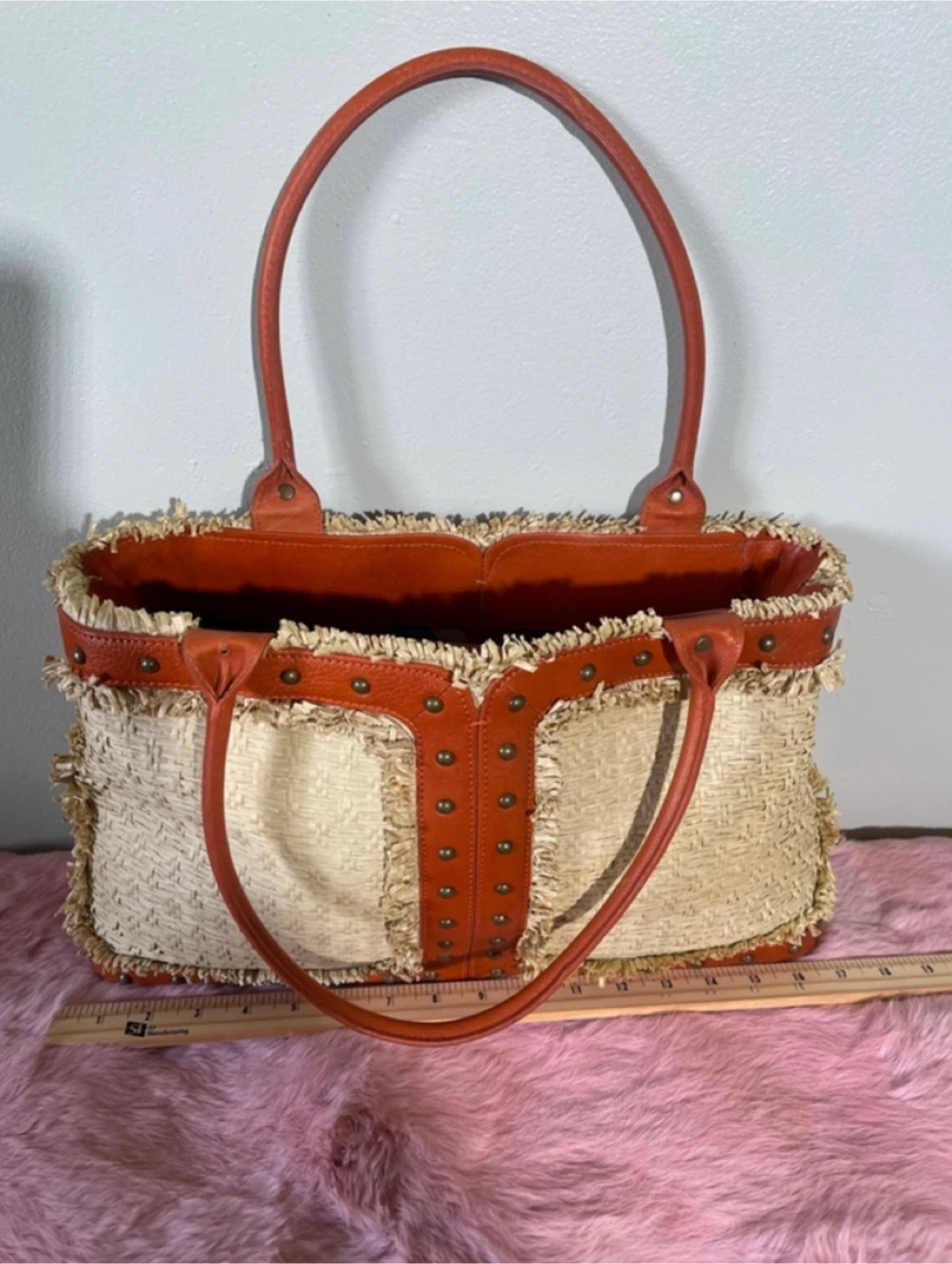 BCBGIRLS Straw & Faux Leather Tote Bag - photo 2