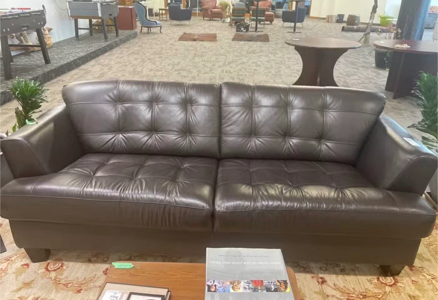 Genuine top grain Leather Sofa - Brown