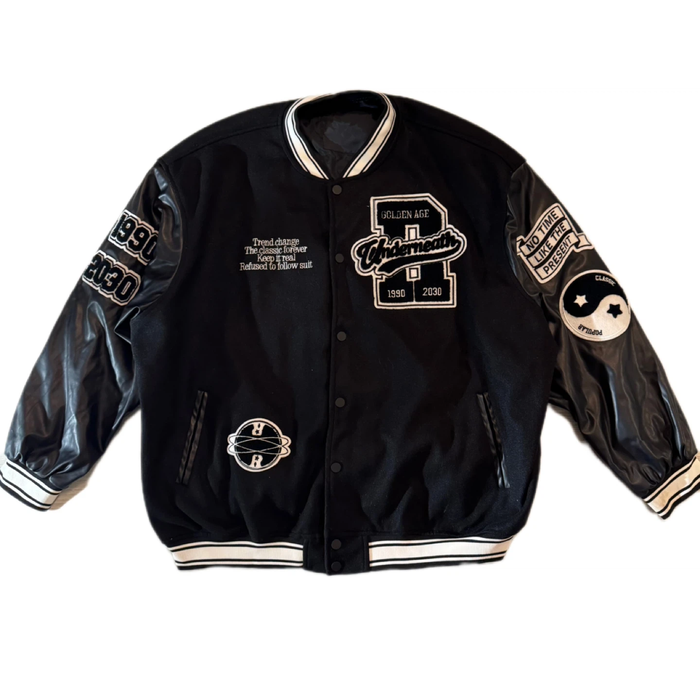 Black Oversized Varsity Jacket – Tag 6XL , Used