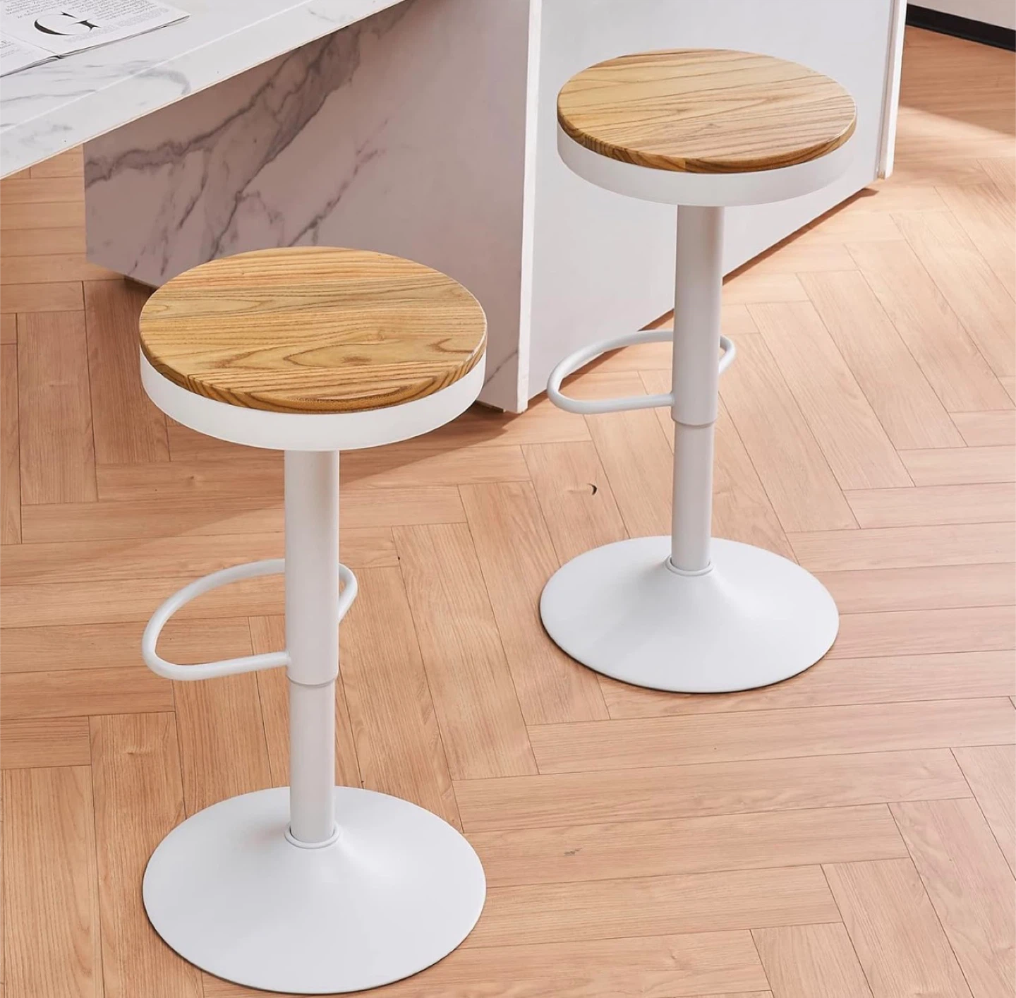 4 available  White Round Adjustable Bar Stool