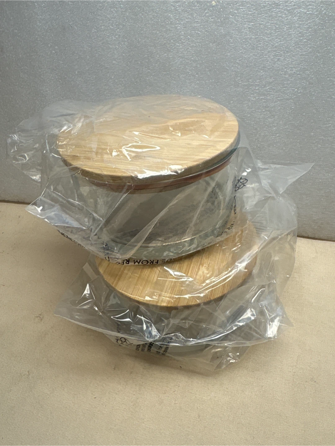 Material Glass Canisters with Wood Lids (Set of 2)