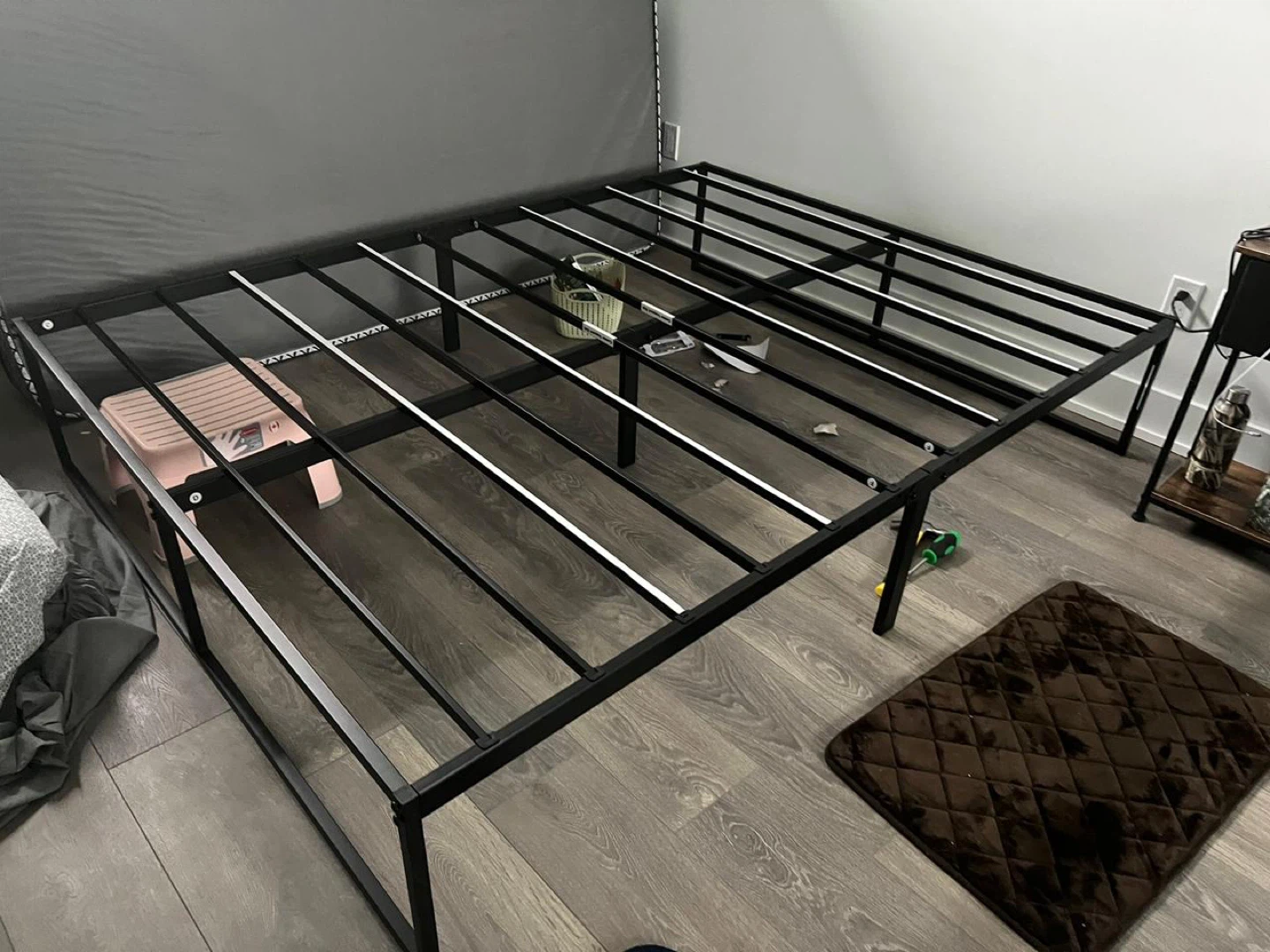 Queen Metal Bed Frame - Black plus mattress