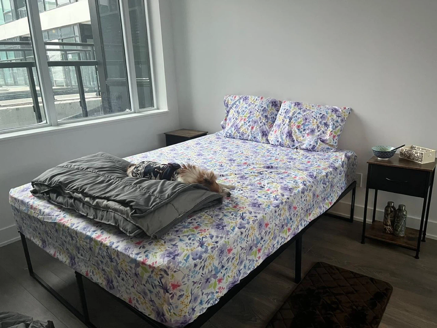 Queen Metal Bed Frame - Black plus mattress - photo 2