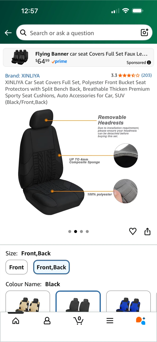 XINLIYA Car Seat Cover - Black - photo 3