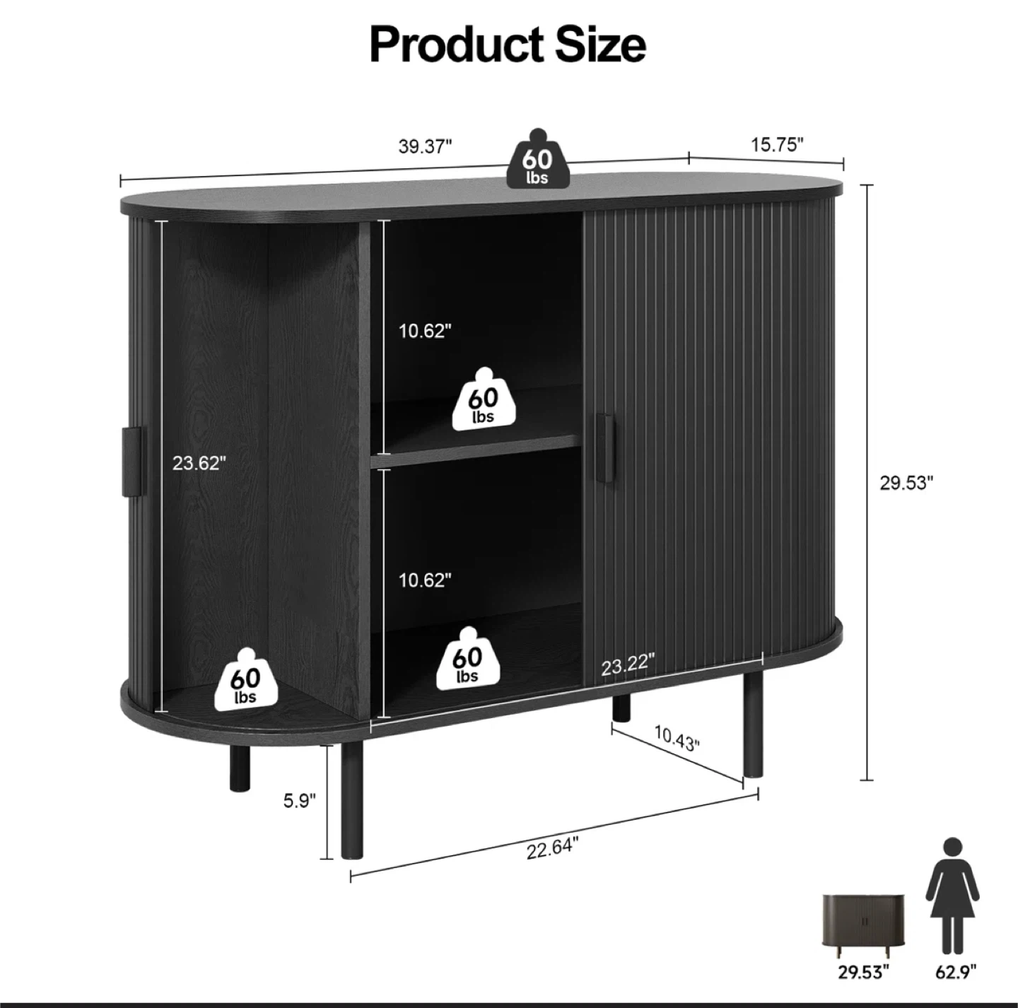 Tambour Door Sideboard/ Entryway cabinet with shelves