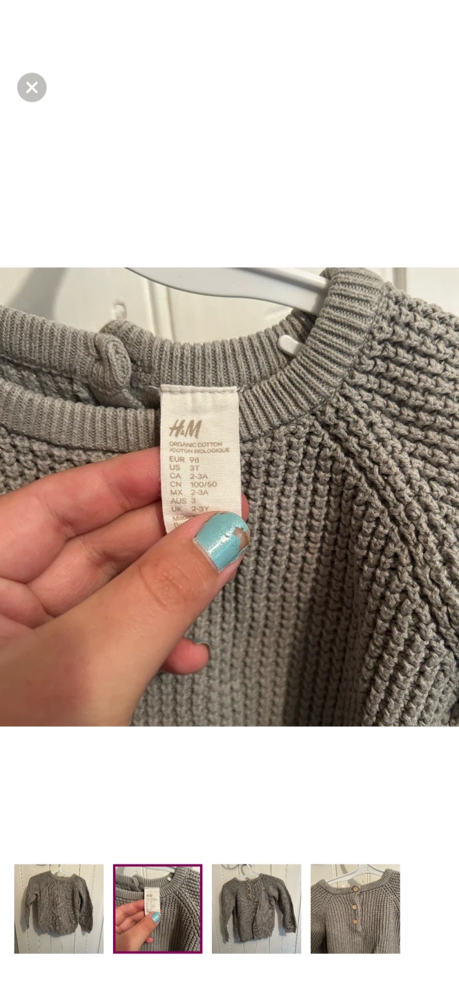 H&M Kids Grey Knit Sweater - Size 2-3Y - photo 2