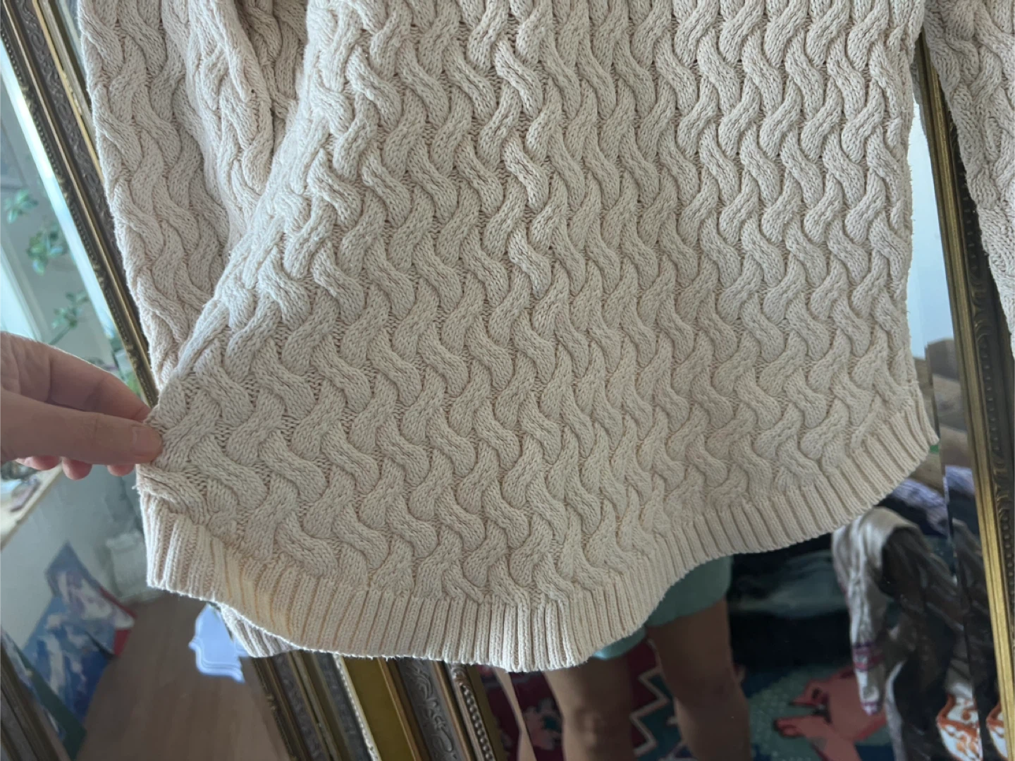 Hand made-Cable Knit Cream Sweater - photo 3