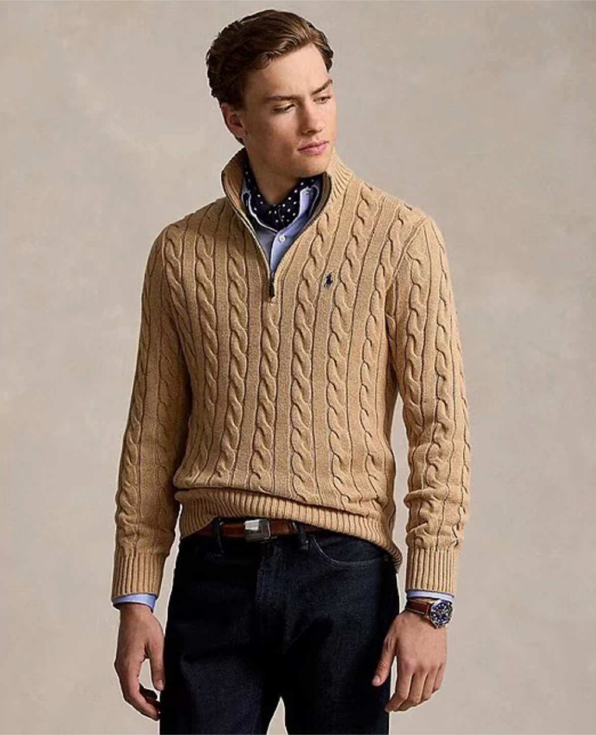 New Ralph Lauren Cable-Knit Quarter-Zip Sweater - L - photo 3