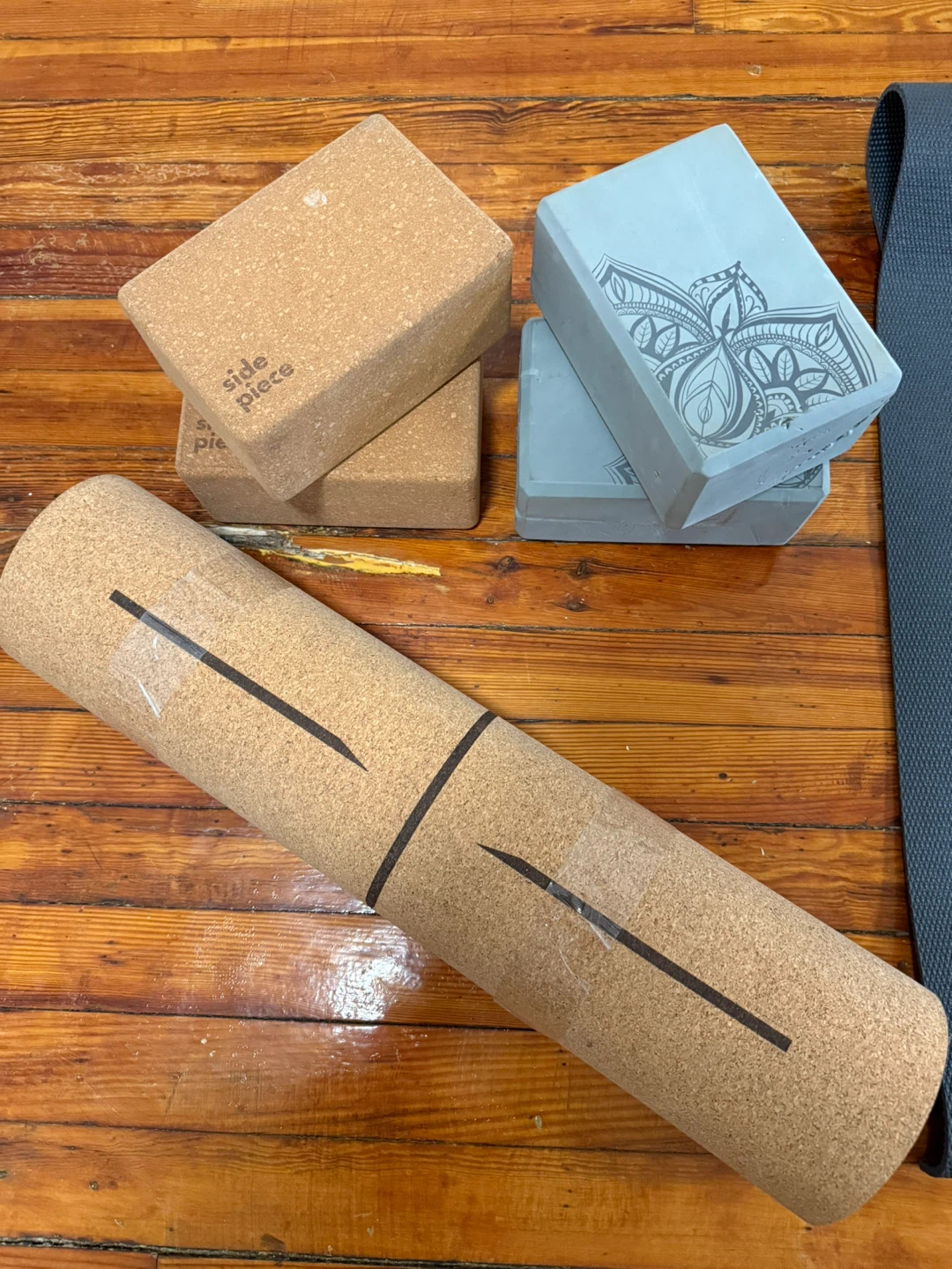 Yoga Mat, Side Piece Cork Blocks