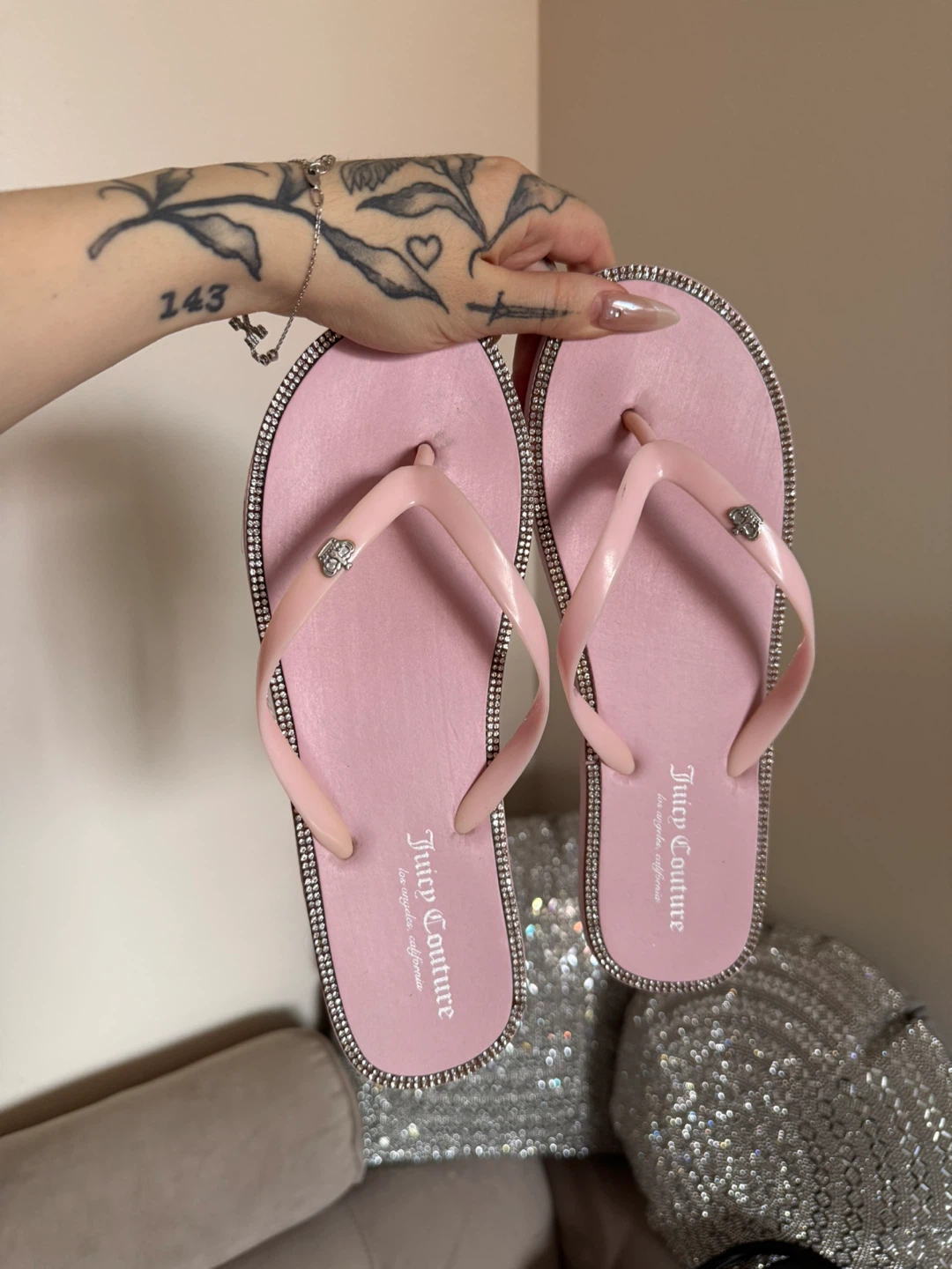 Juicy Couture Pink Flip Flops