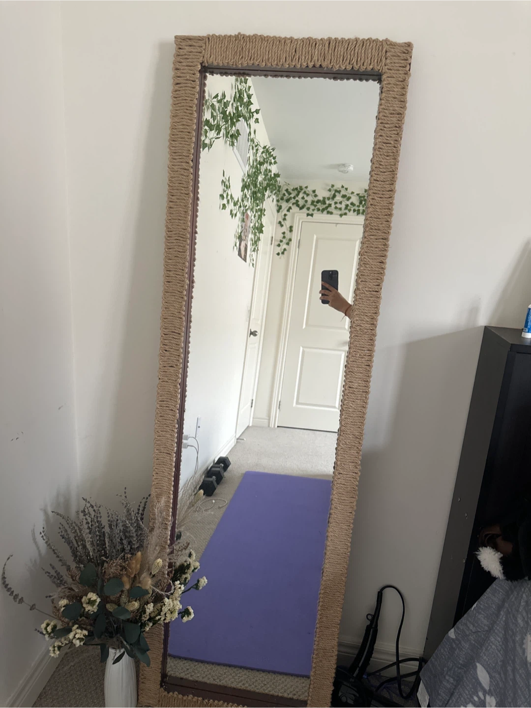 Full Length Rattan Trimmed Mirror - photo 3