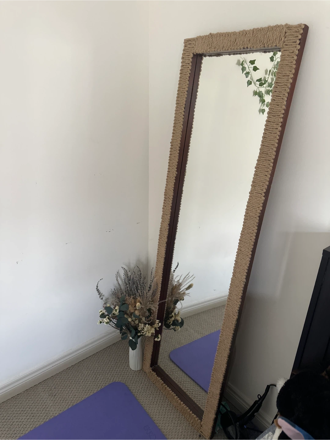 Full Length Rattan Trimmed Mirror