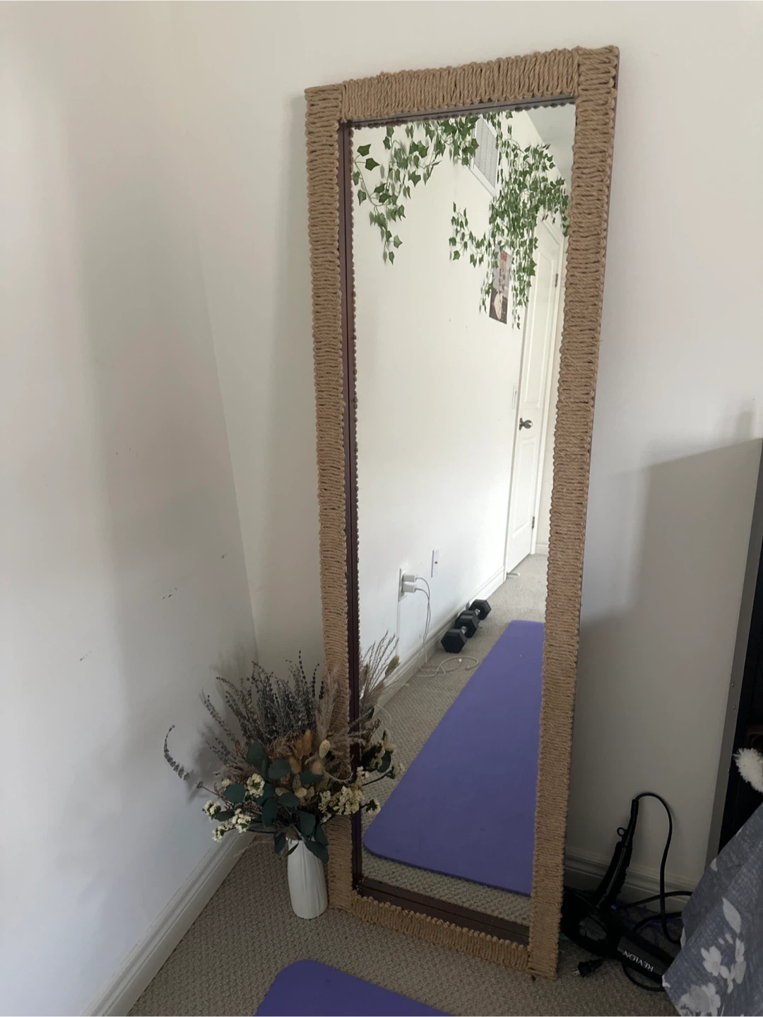 Full Length Rattan Trimmed Mirror - photo 2