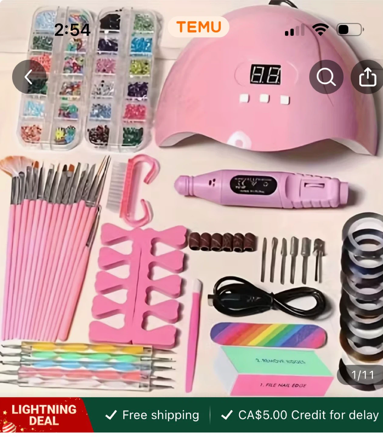 Nail Art Kit with UV Lamp & Drill - Pink