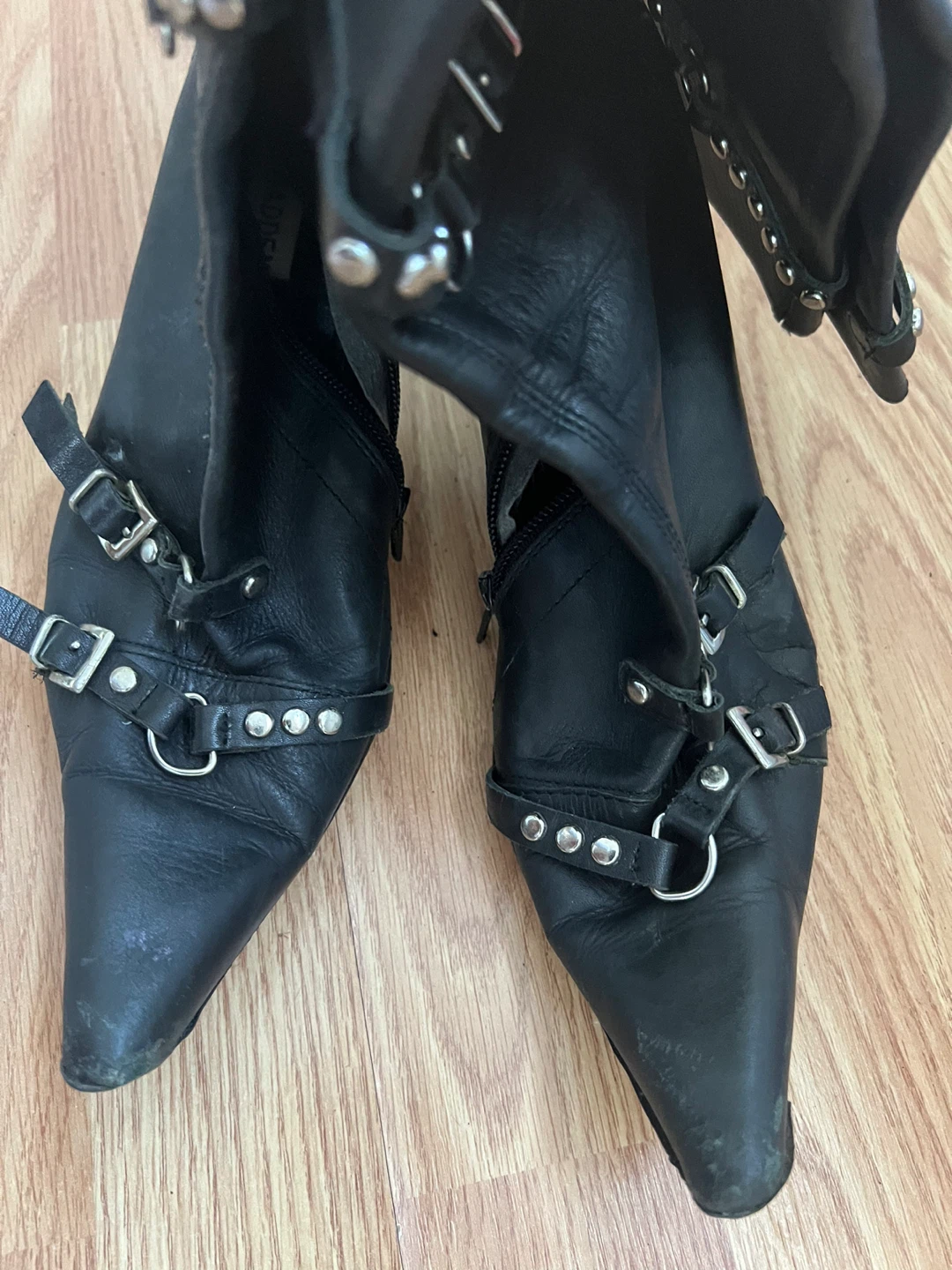 Black Leather Knee High Boots - photo 5