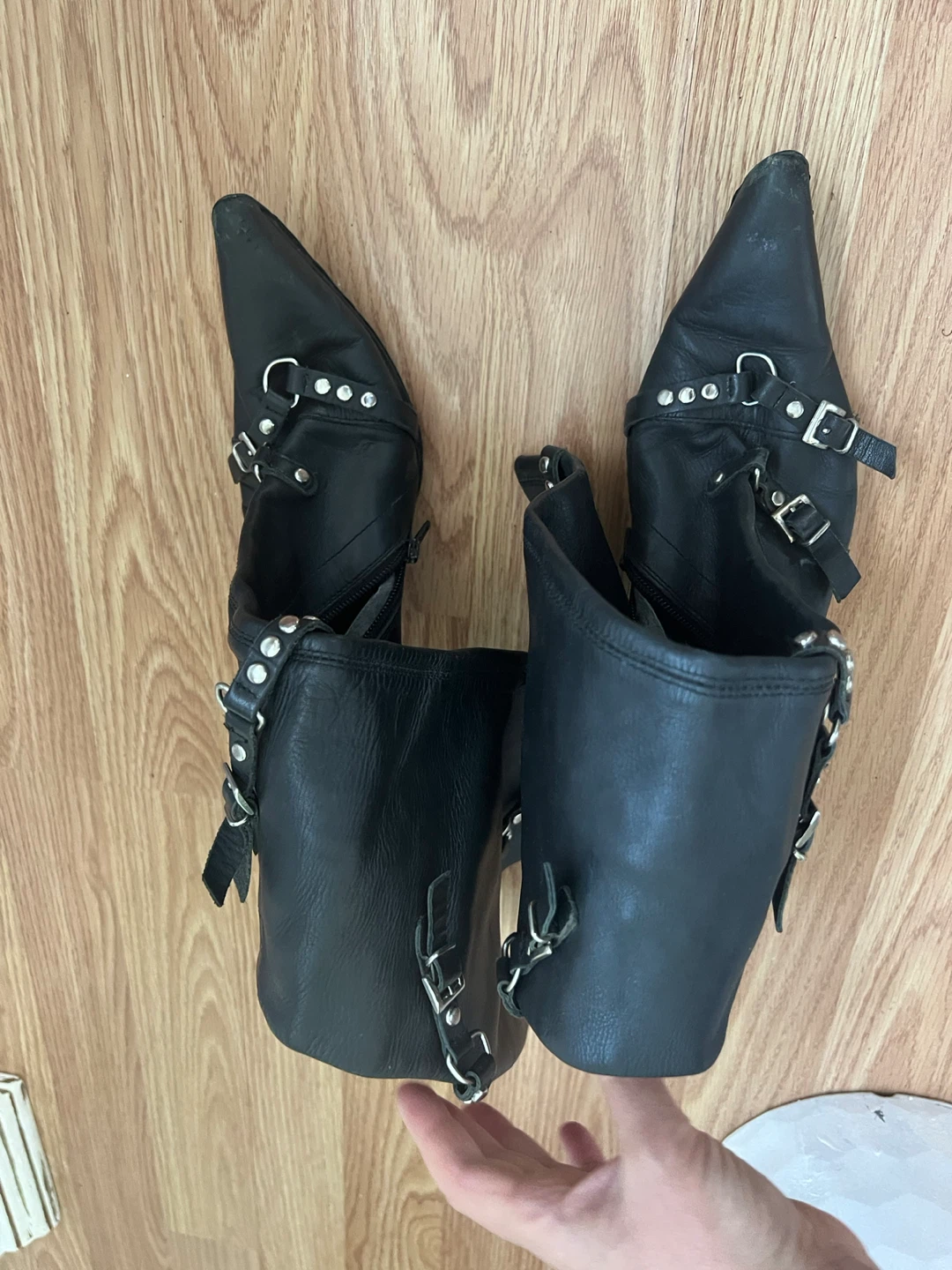 Black Leather Knee High Boots