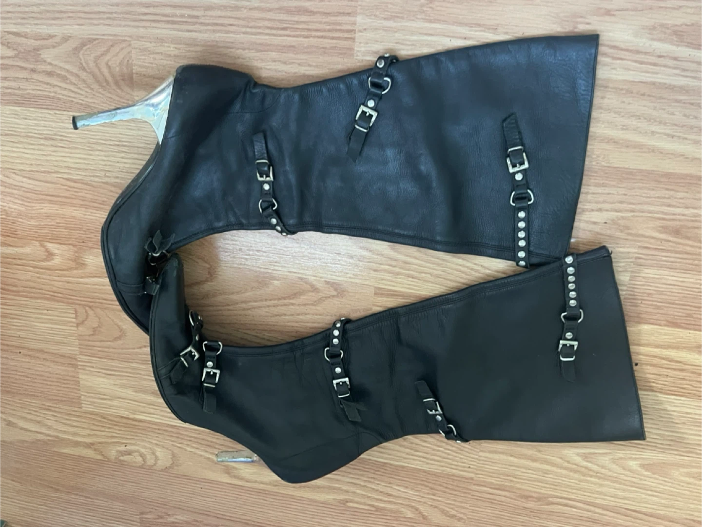 Black Leather Knee High Boots - photo 4