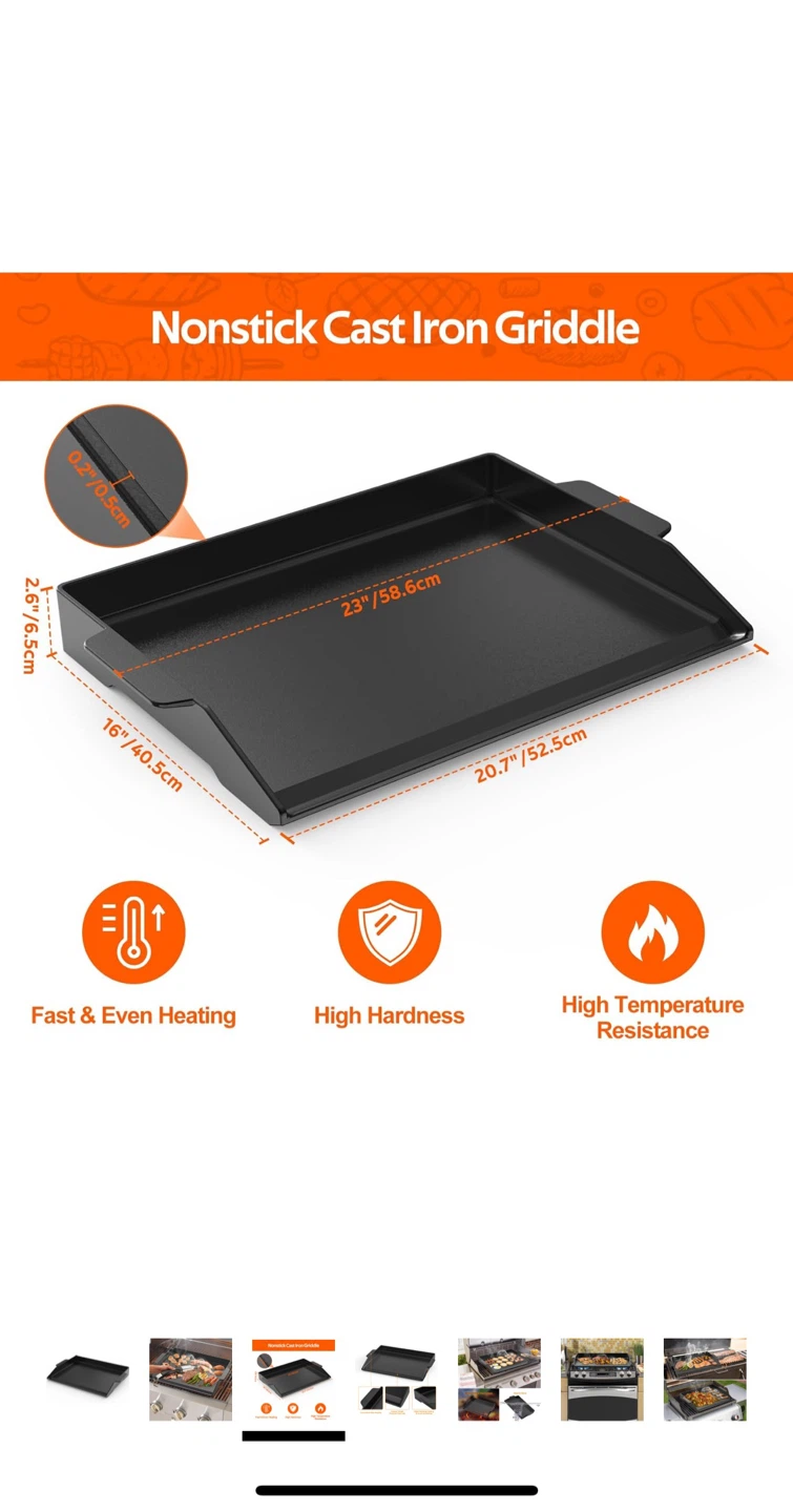 Onlyfire Chef Cast Iron Griddle 23" x 16" - photo 2