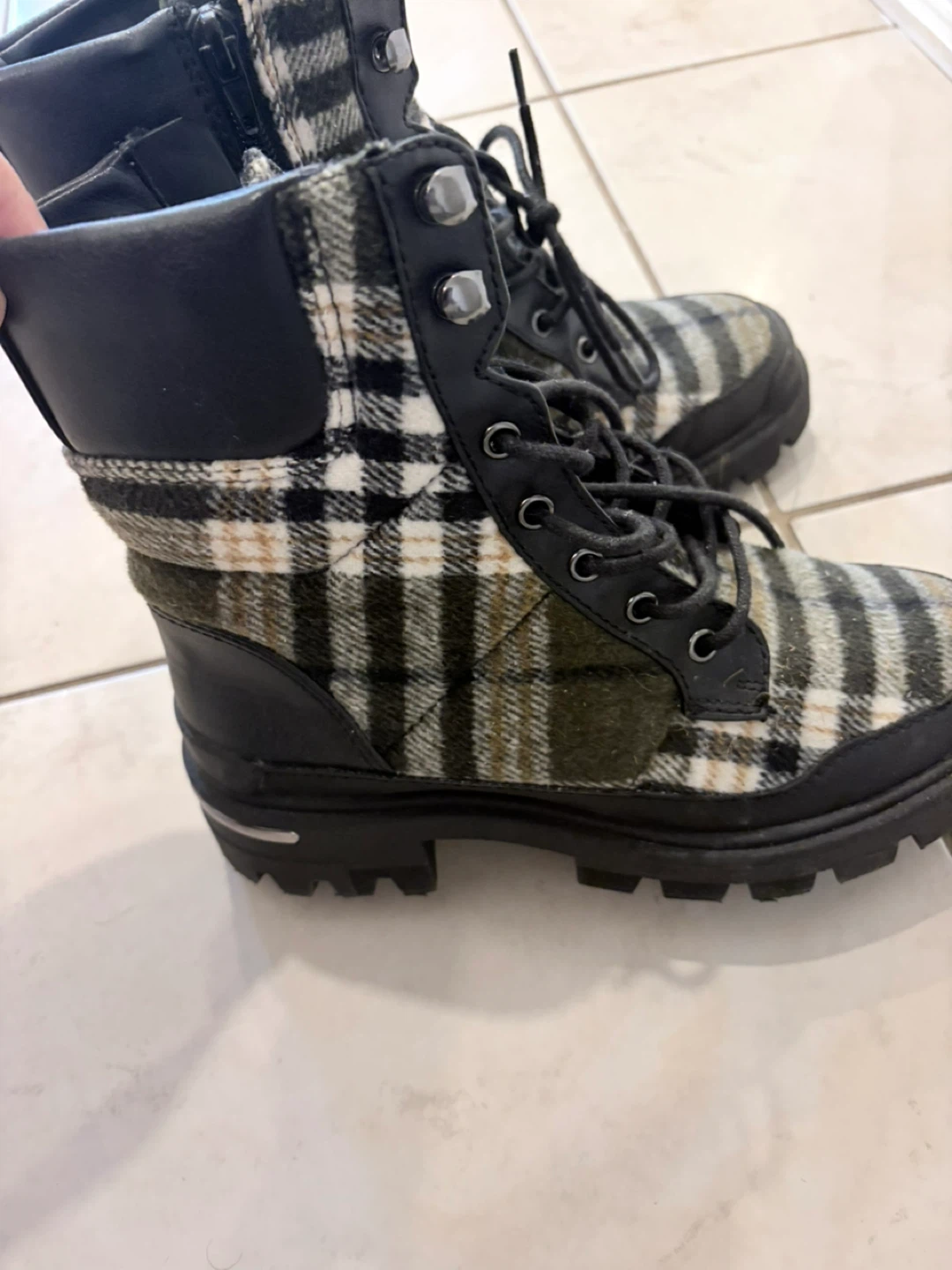 Plaid Combat Boots, Size 6.5 - photo 2