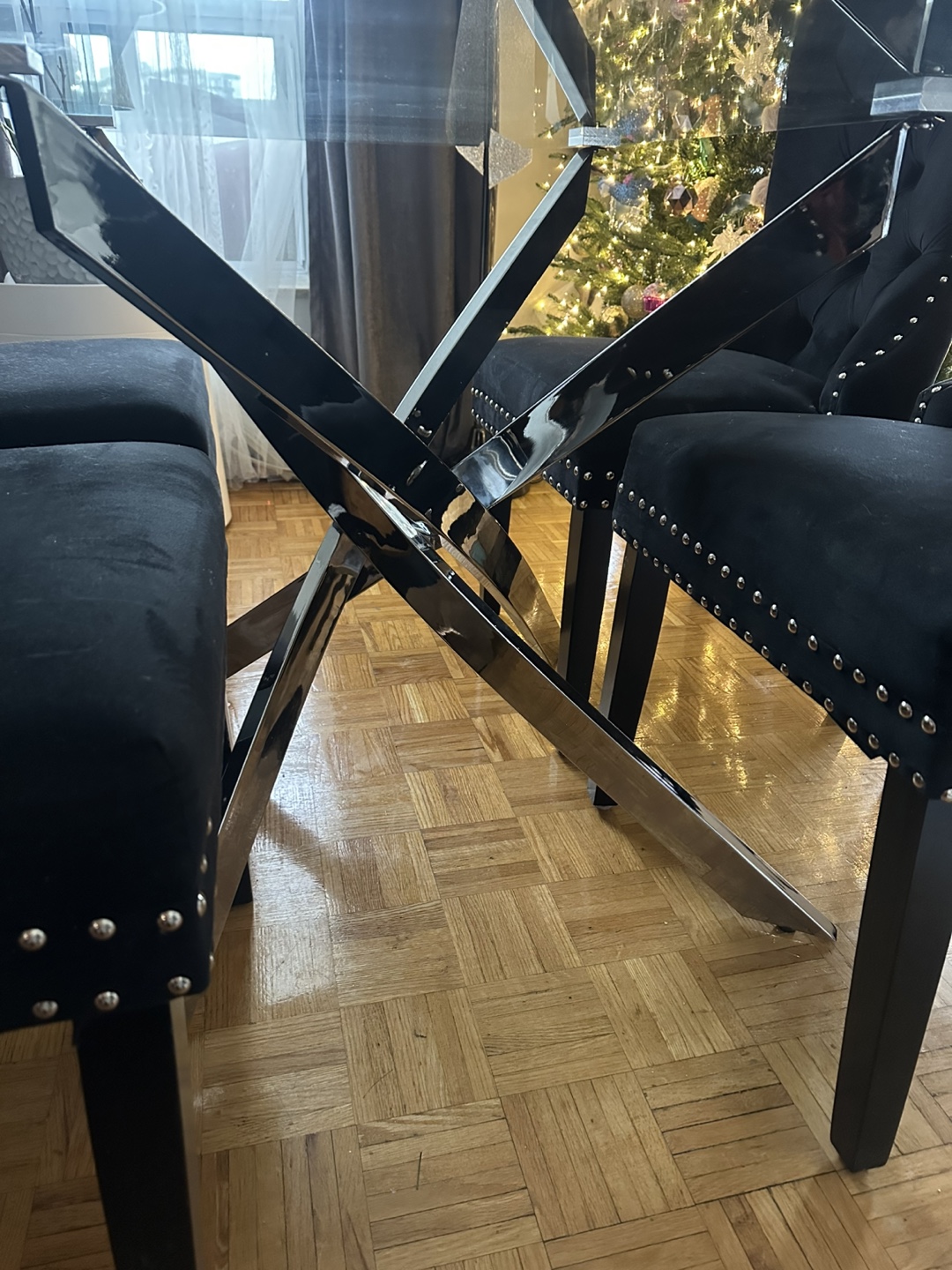 Glass Top Dining Table with Chrome Base - photo 3