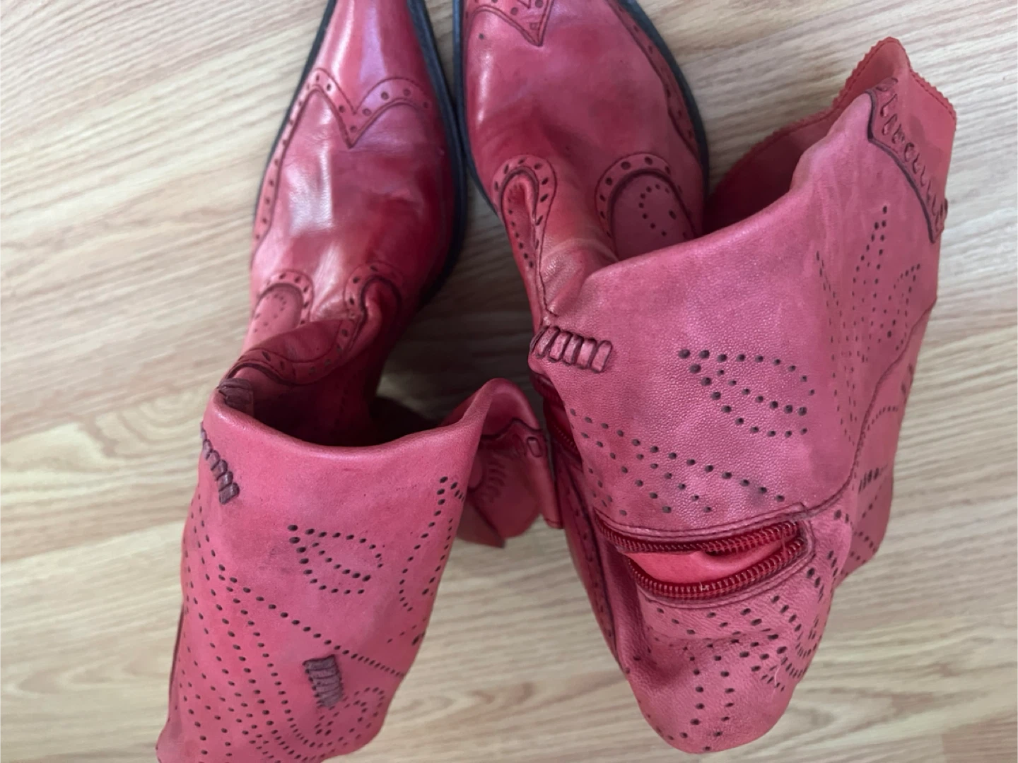 BCBGIRLS Red Leather Boots Size 7