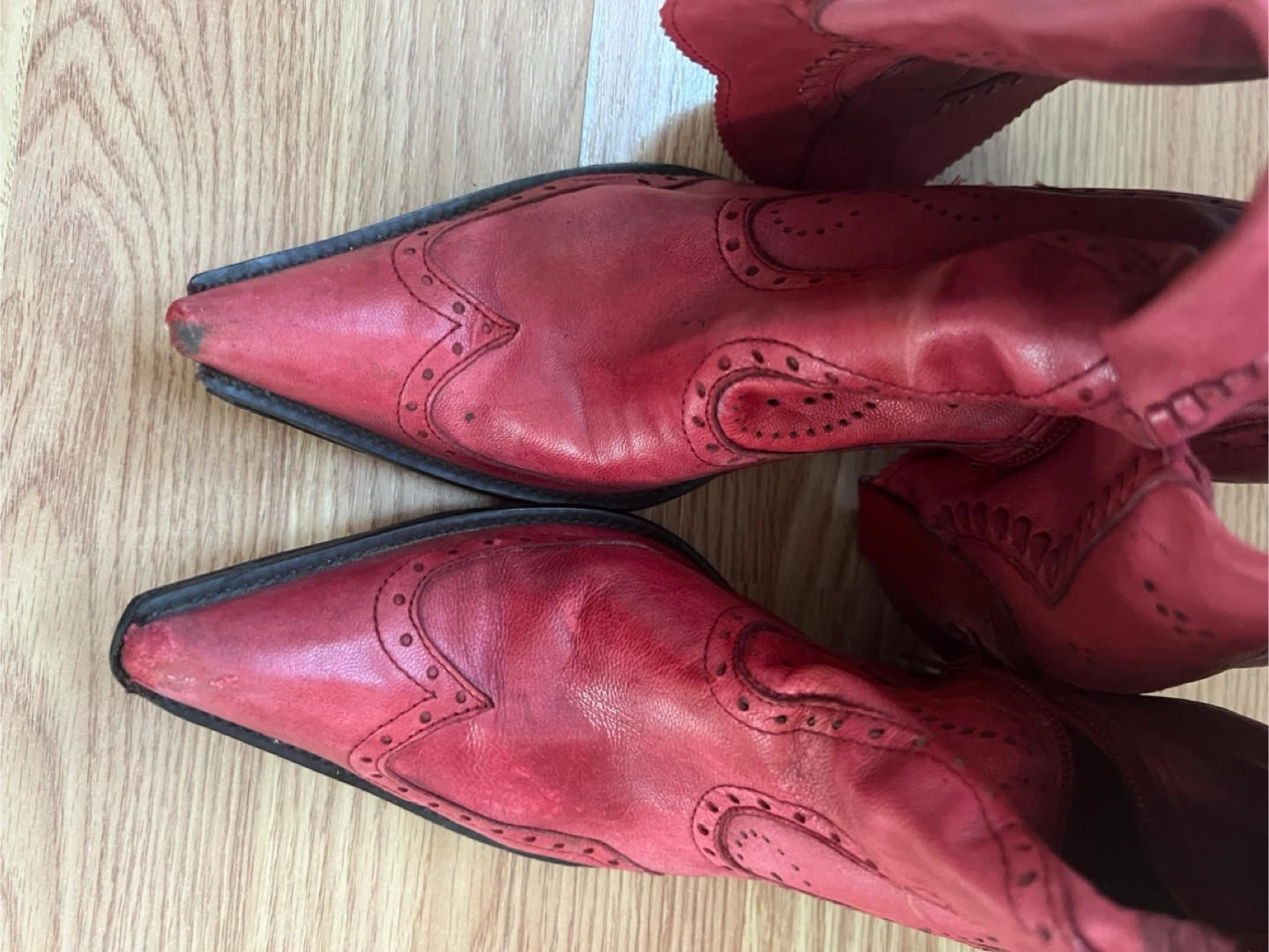 BCBGIRLS Red Leather Boots Size 7 - photo 2