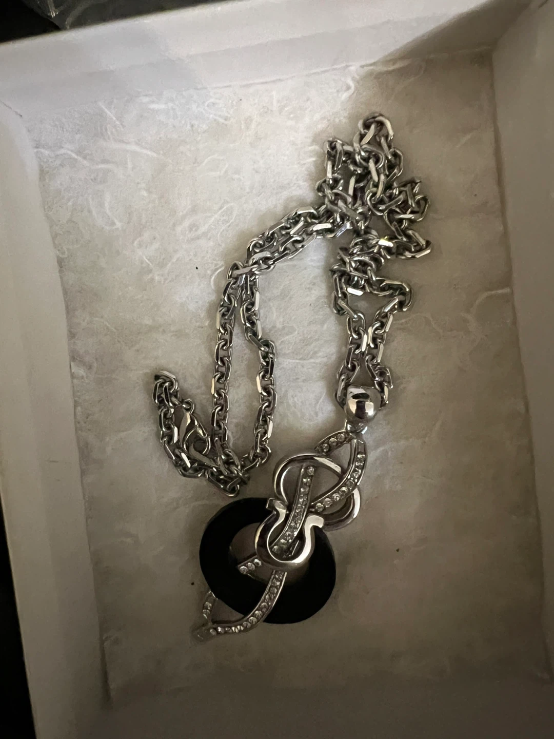 Silver Tone Necklace with Black Accent - photo 2