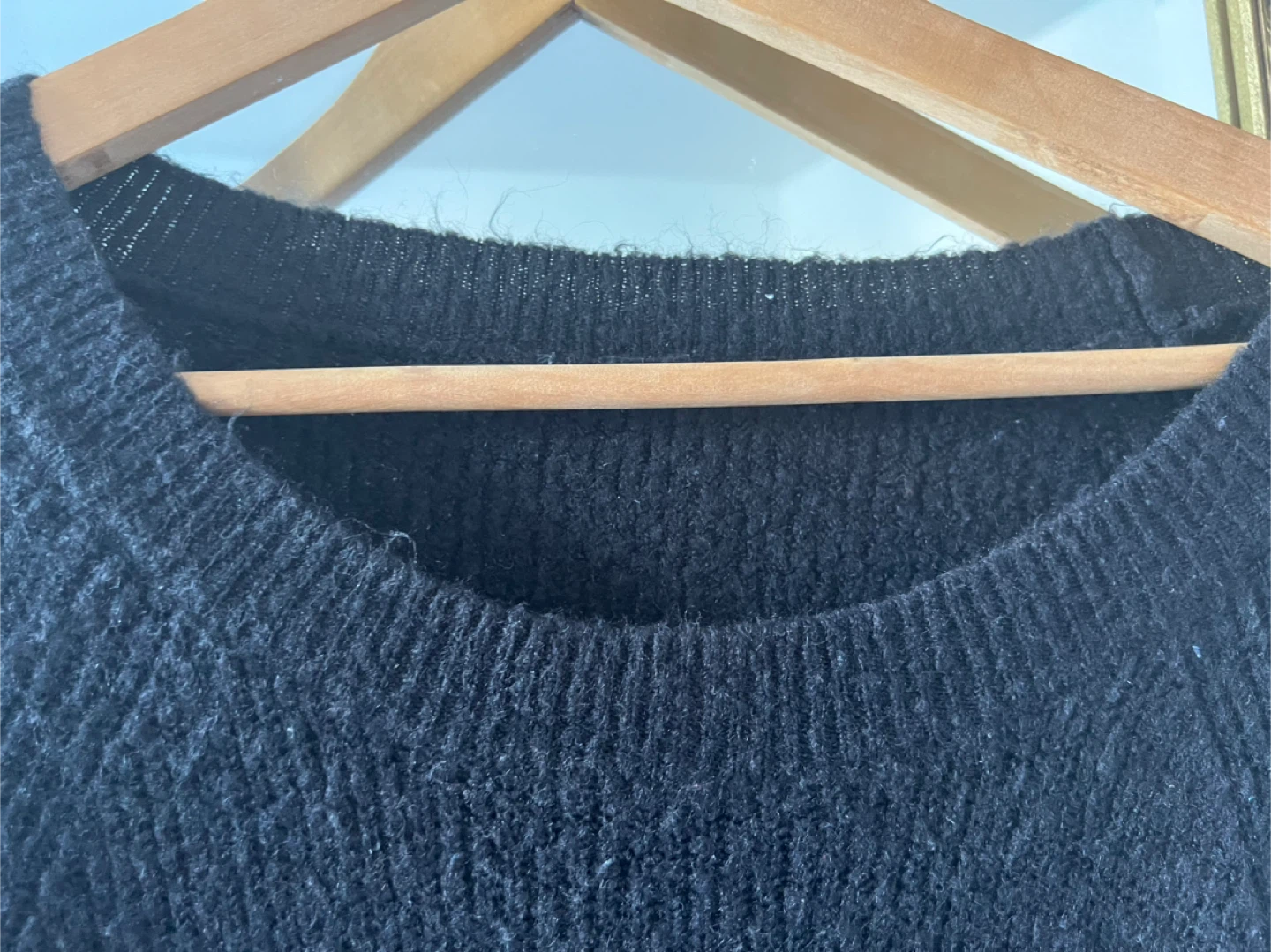 Black Knit Sweater with Thumb Holes