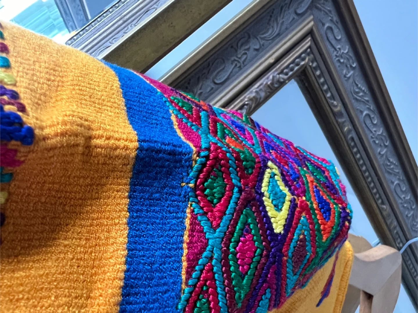 Handmade Embroidered Poncho - Yellow - photo 5