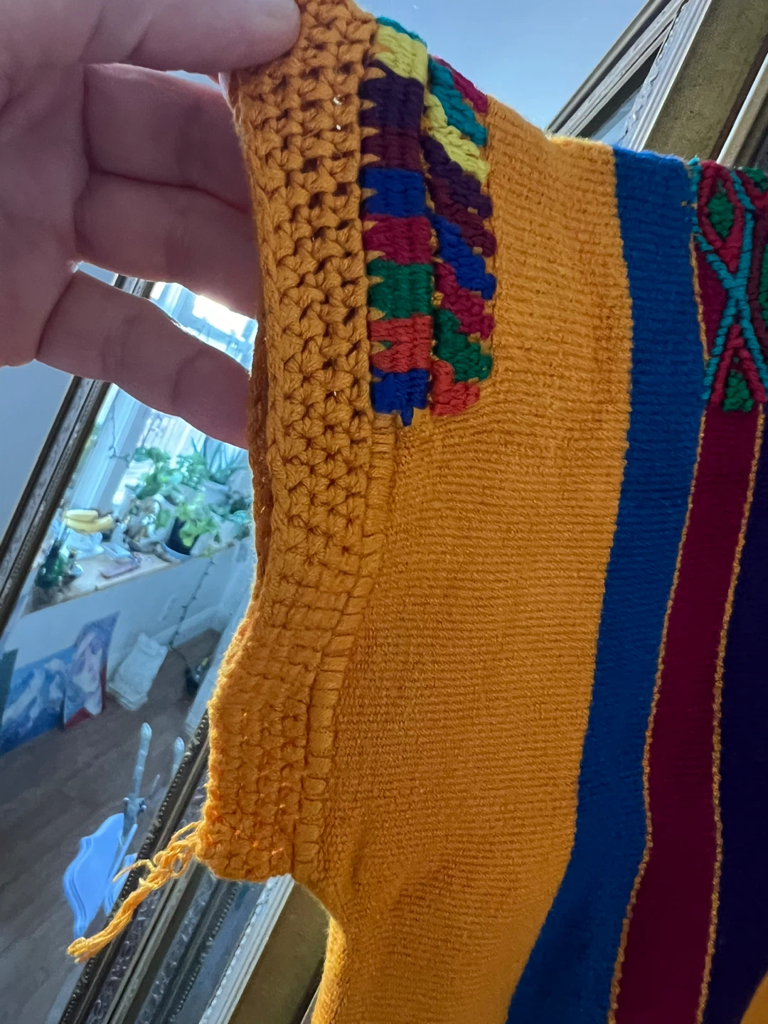 Handmade Embroidered Poncho - Yellow - photo 4