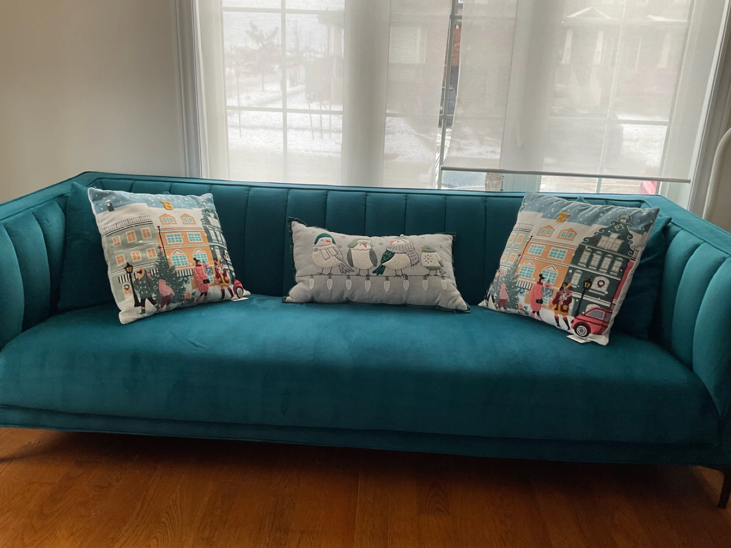 Teal Velvet Loveseat
