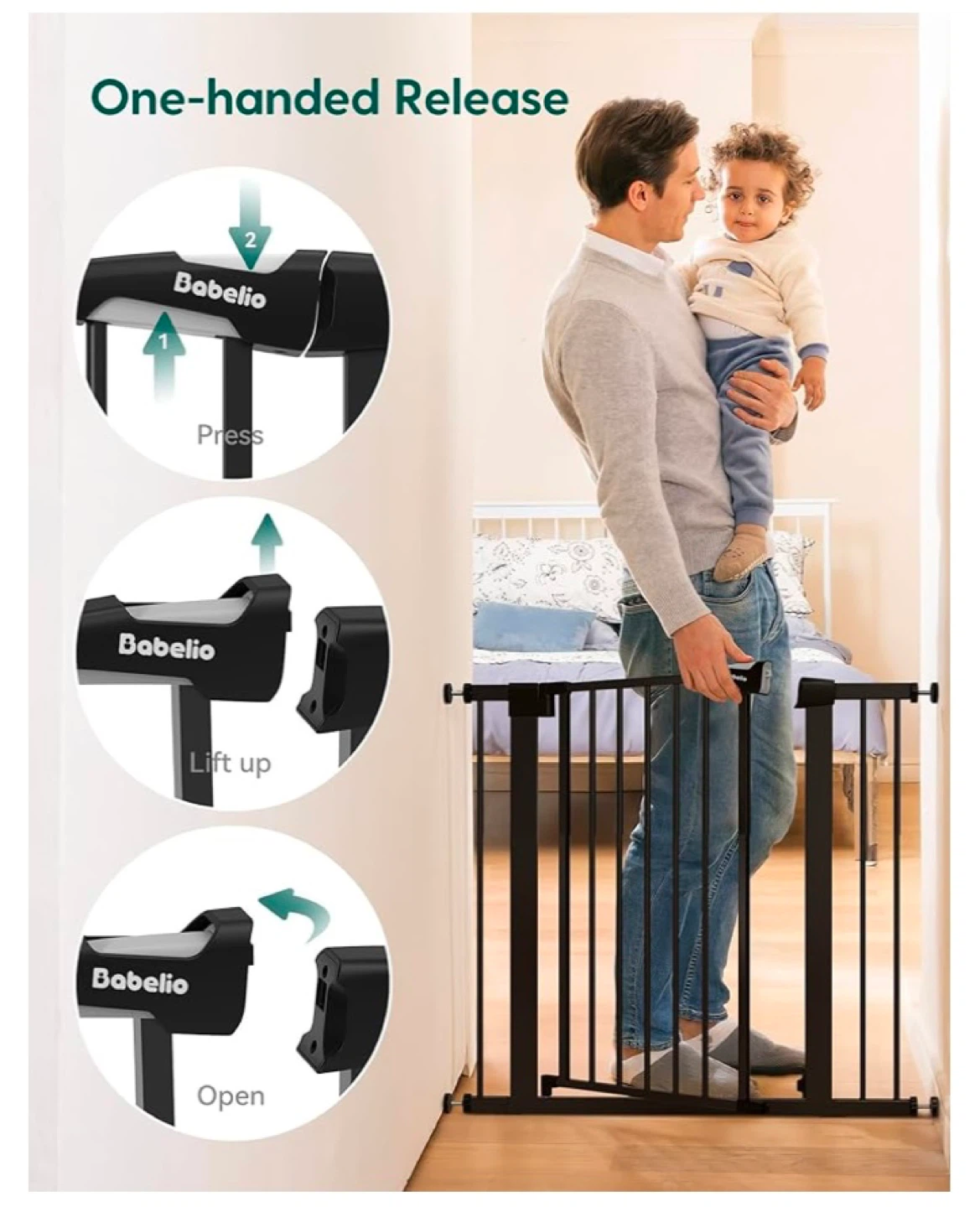 Babelio Baby Gate - Double Lock, Pressure Mounted - photo 4