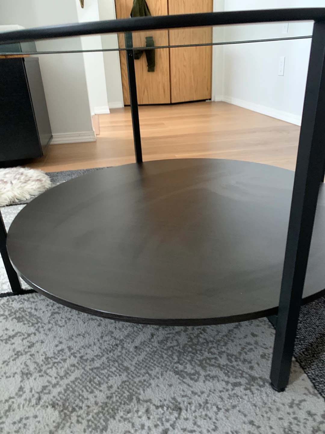 Round Glass Coffee Table - Black Frame - photo 2