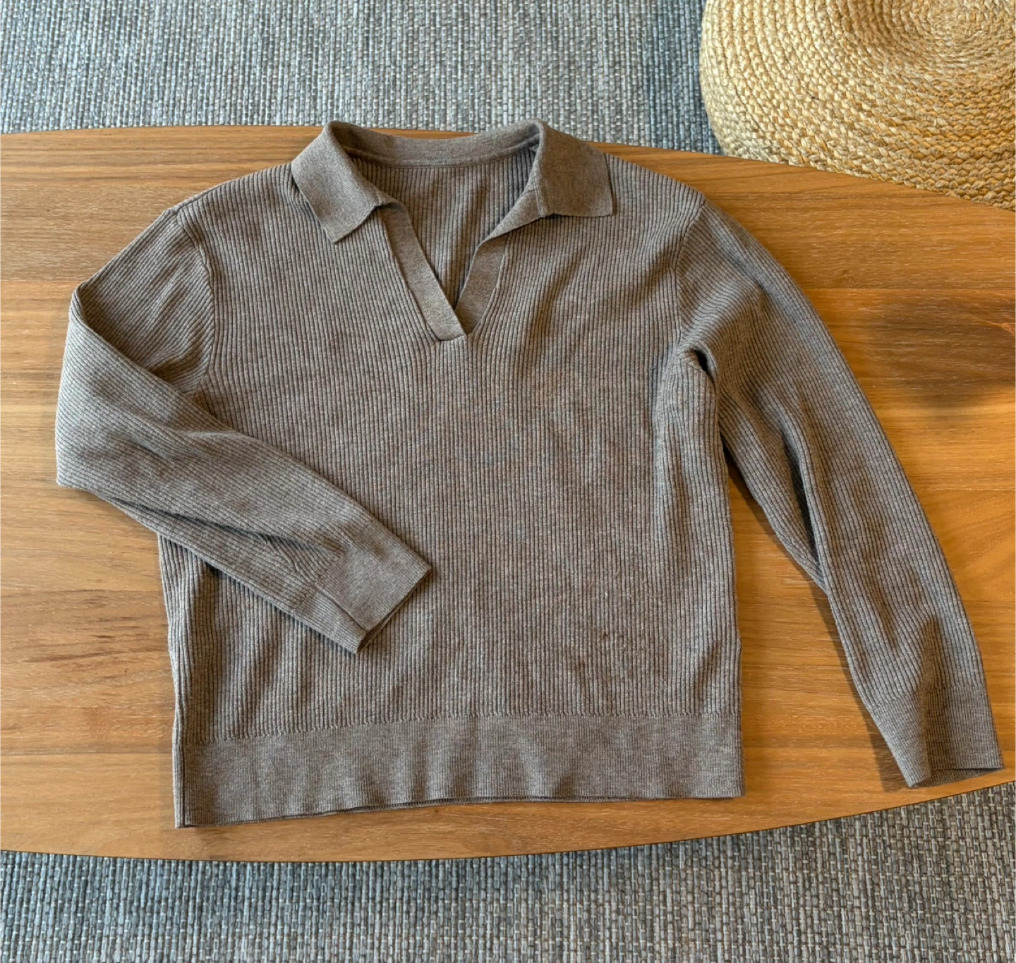 Uniqlo Brown Long Sleeve Knit Polo Shirt