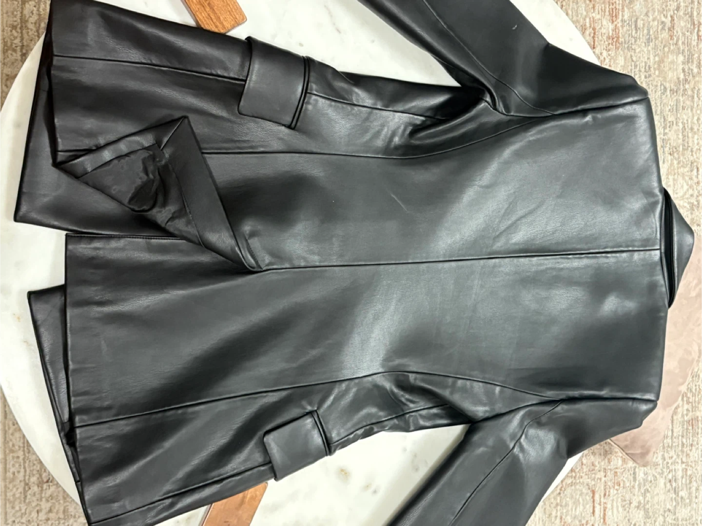 Zara Black Faux Leather Blazer - Size XS - photo 2