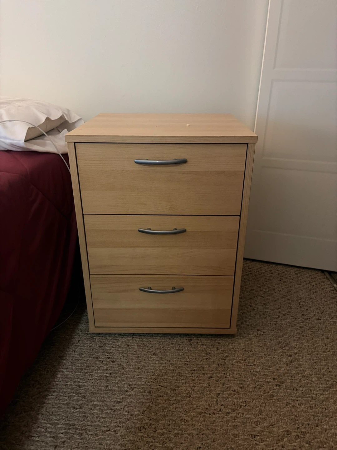 Wooden 3-Drawer Nightstand