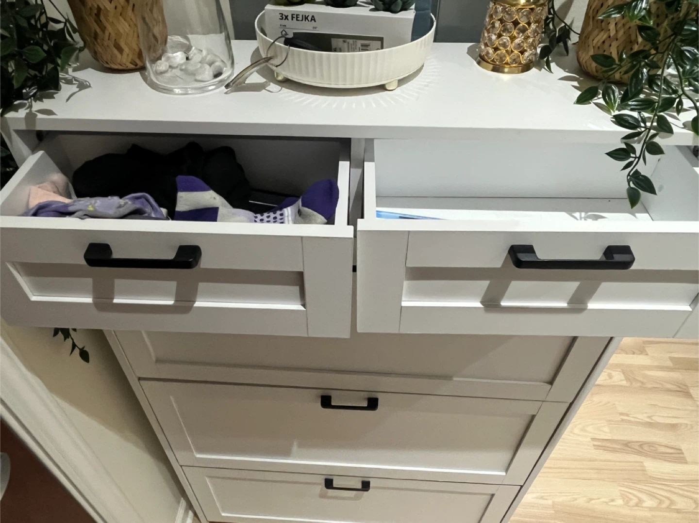 White Shoe Cabinet with 3 compartment and Drawer - photo 3