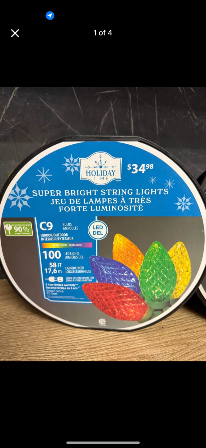 100-Count Multicolor LED Diamond-Cut C9 Christmas Lights
