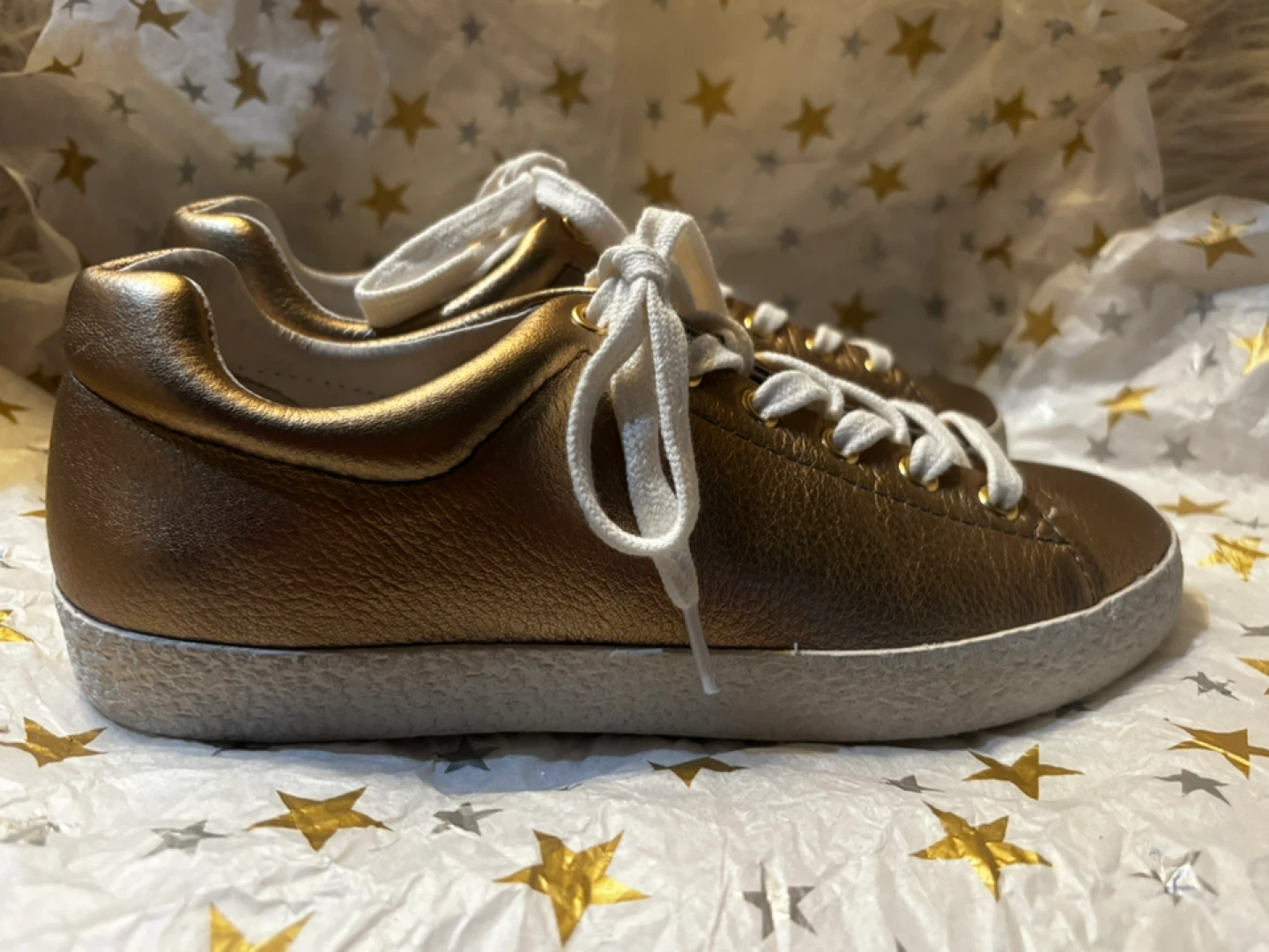 Ash Bronze Leather Sneakers Size 7 - photo 5