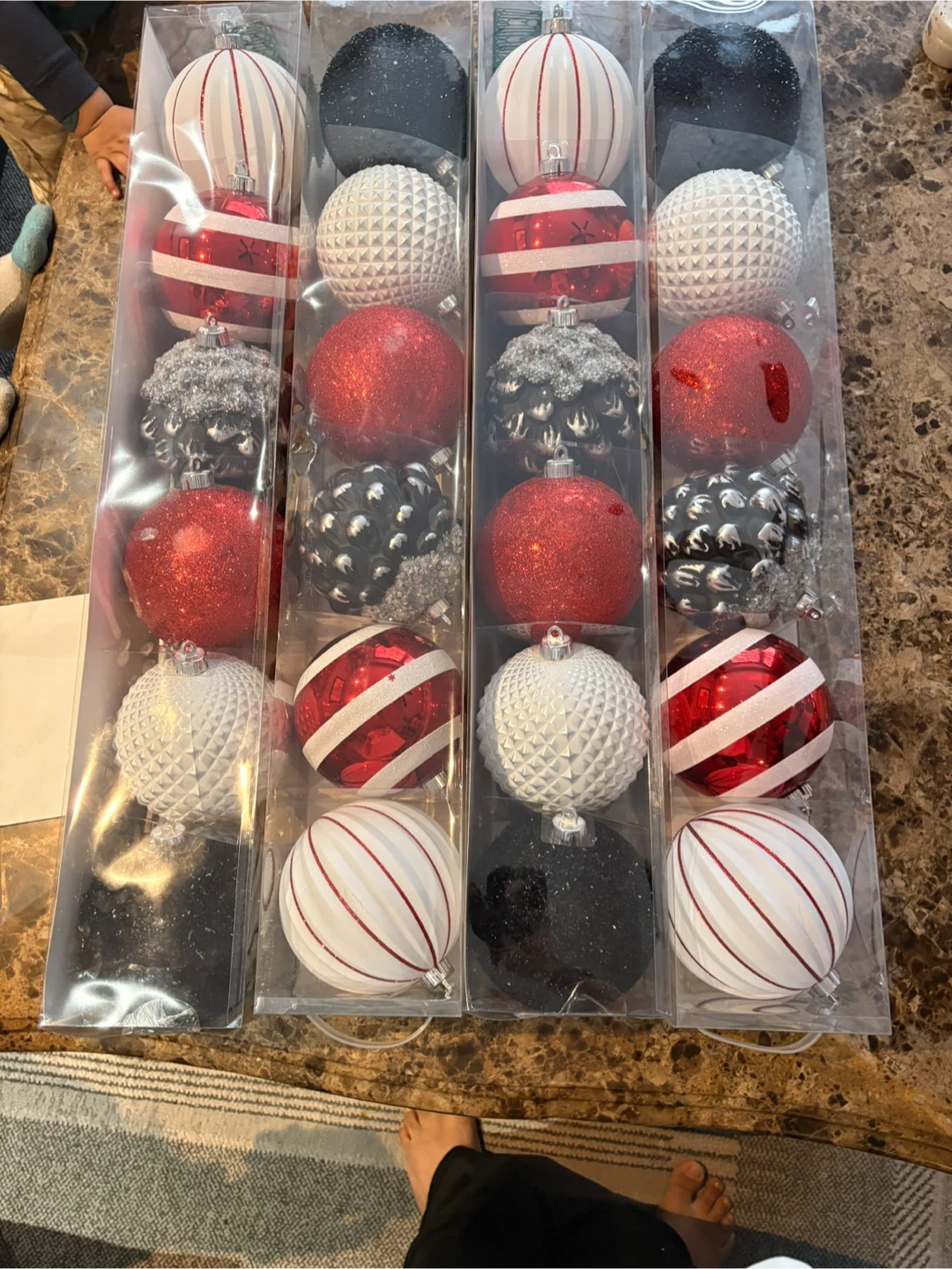 Christmas Ornaments - Red, White, Black - Boxed Set
