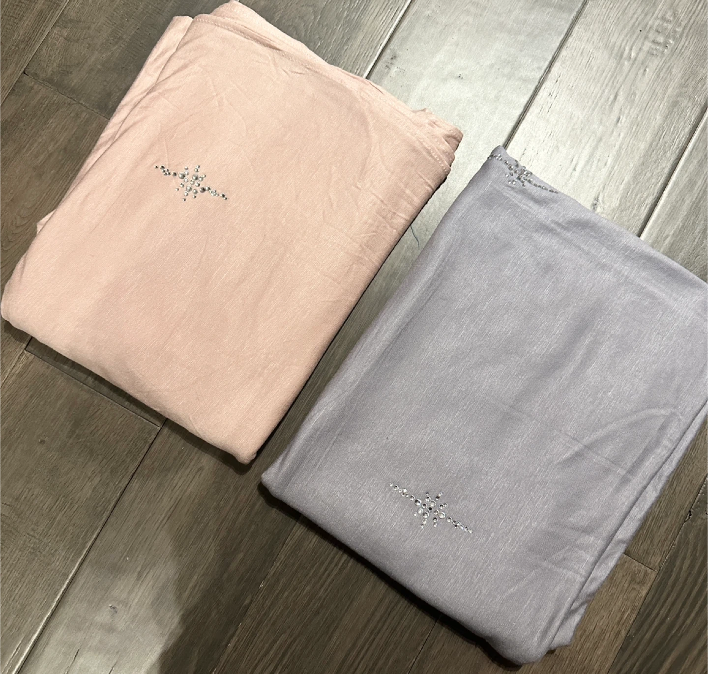 - Pink and Grey Pieces of Soft Jersey Fabric