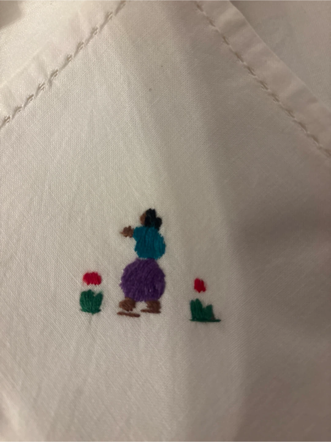 Hand Embroidered White Napkins (Set of 7) - photo 3