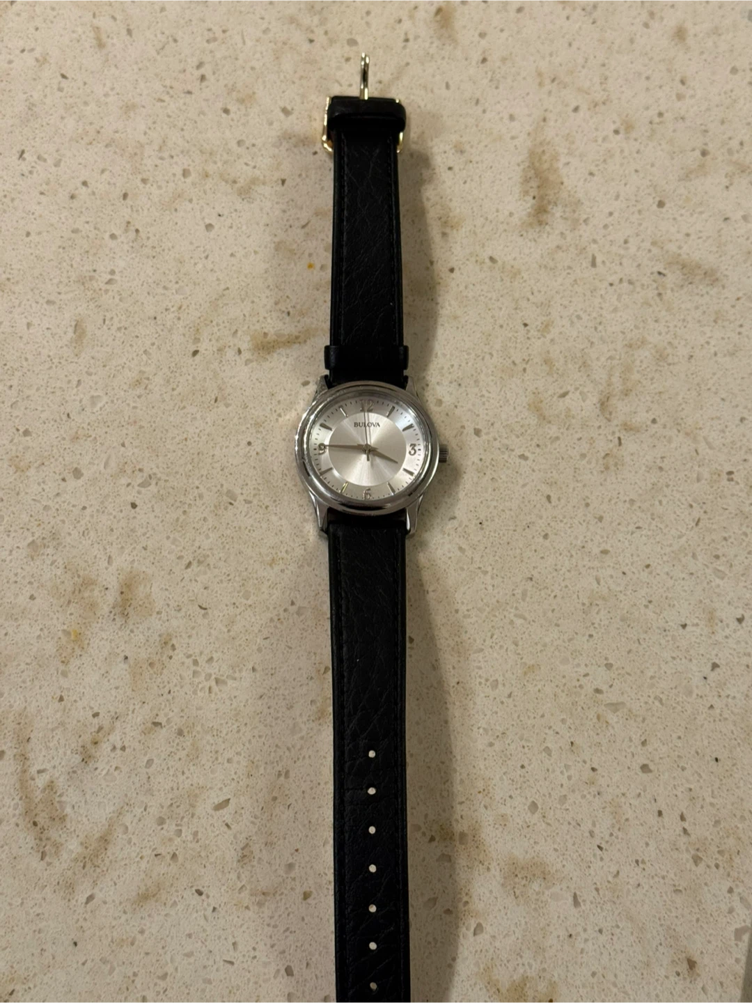 Bulova Silver Face Black Leather Watch - photo 2