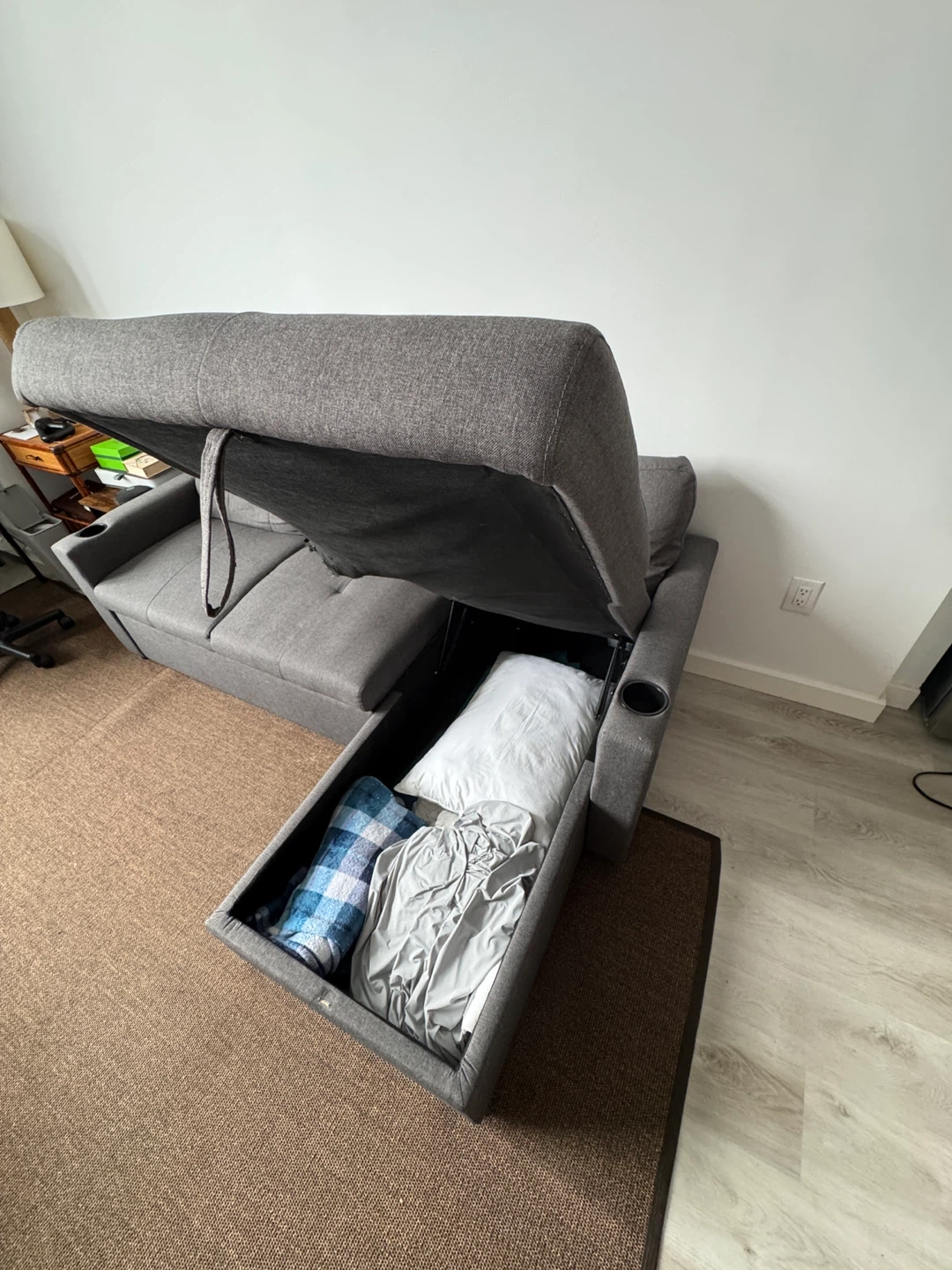 Gray Sectional Sofa with Pull-Out Bed - photo 4