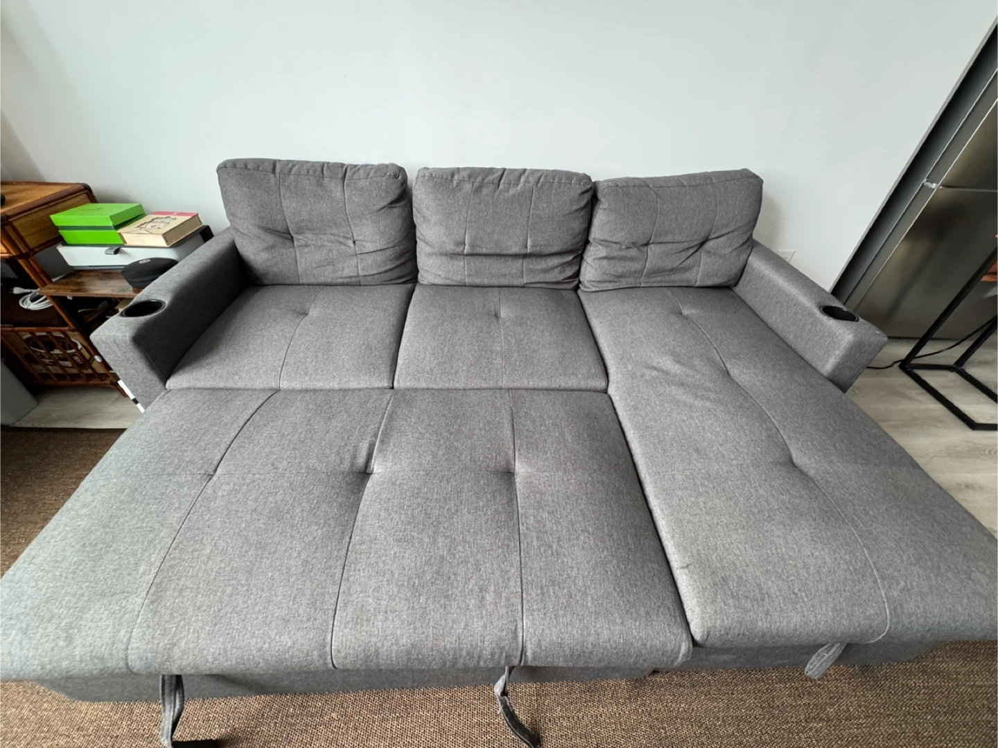 Gray Sectional Sofa with Pull-Out Bed