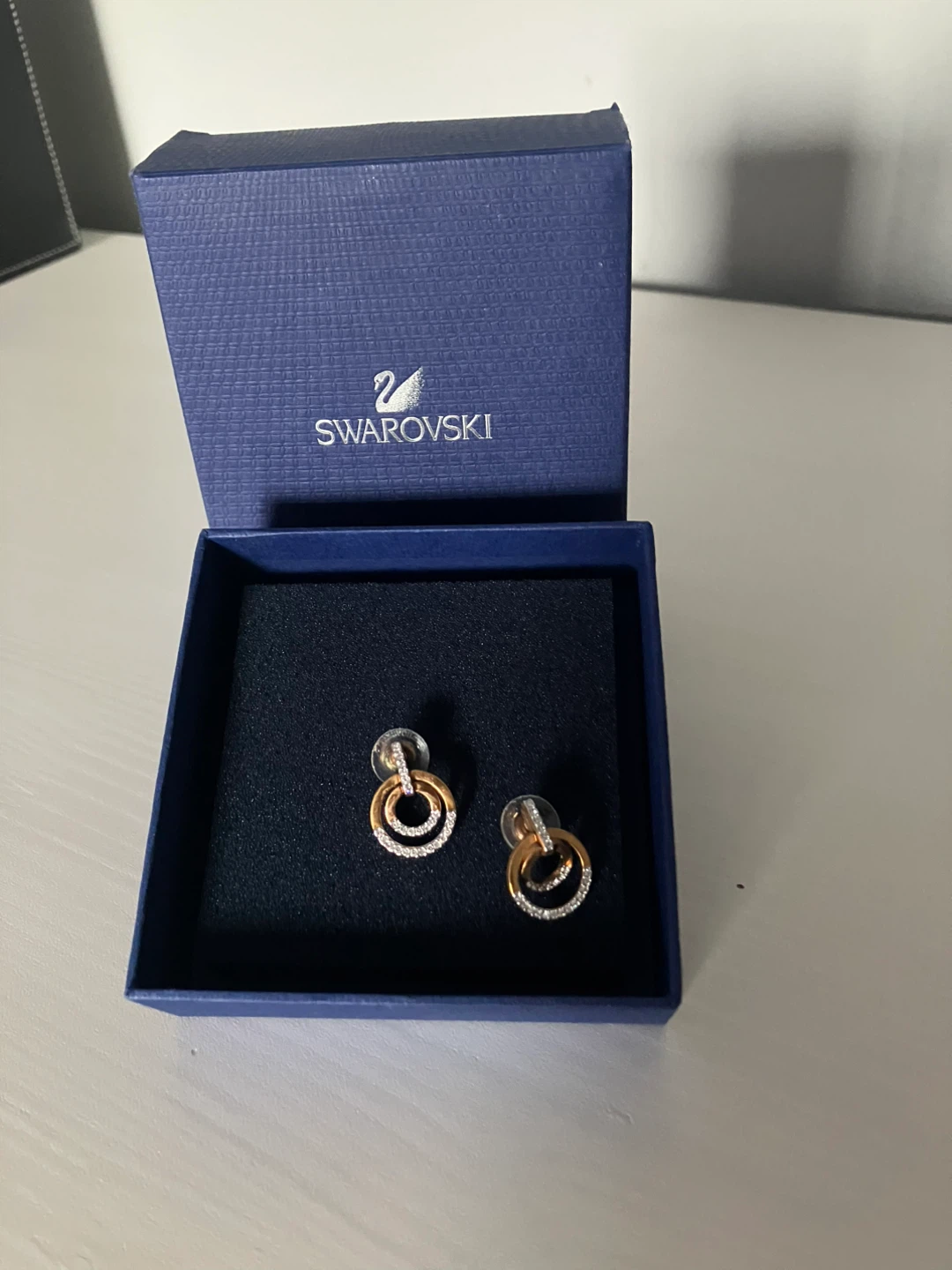 Swarovski Circle Pierced Earrings, CRY/ROS, 2 cm