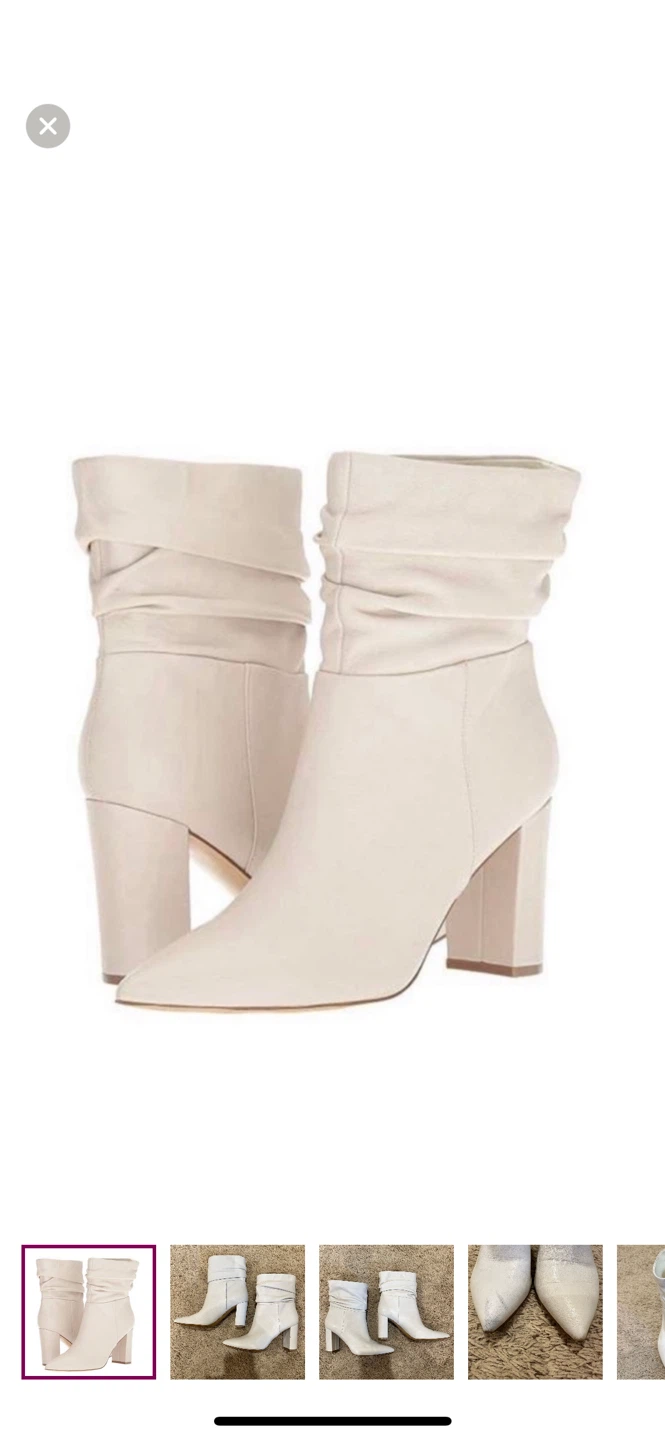 MARC FISHER Leather Off-White/Ivory Booties
