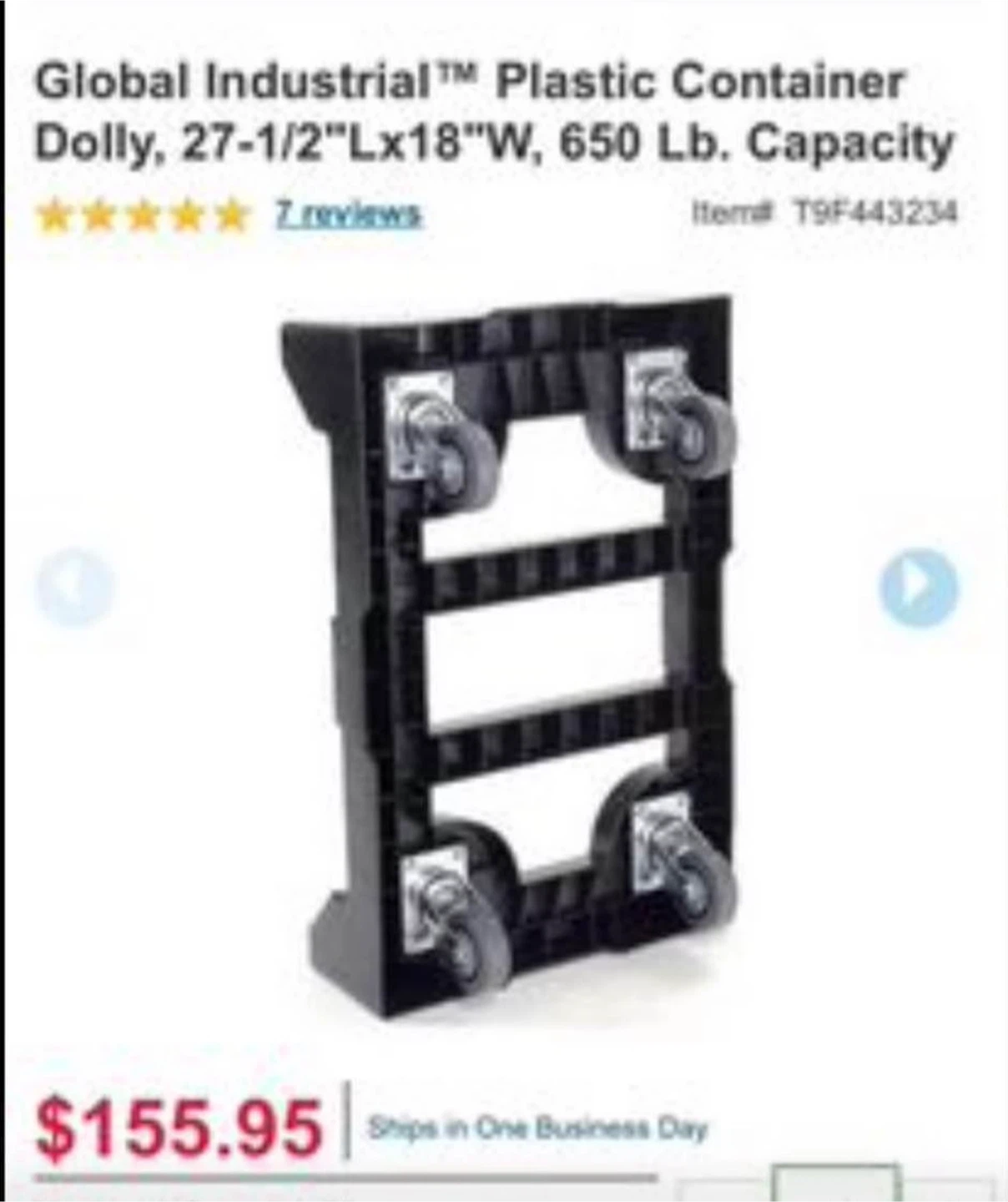 Free delivery Used Global Industrial Plastic Container Dolly - photo 4